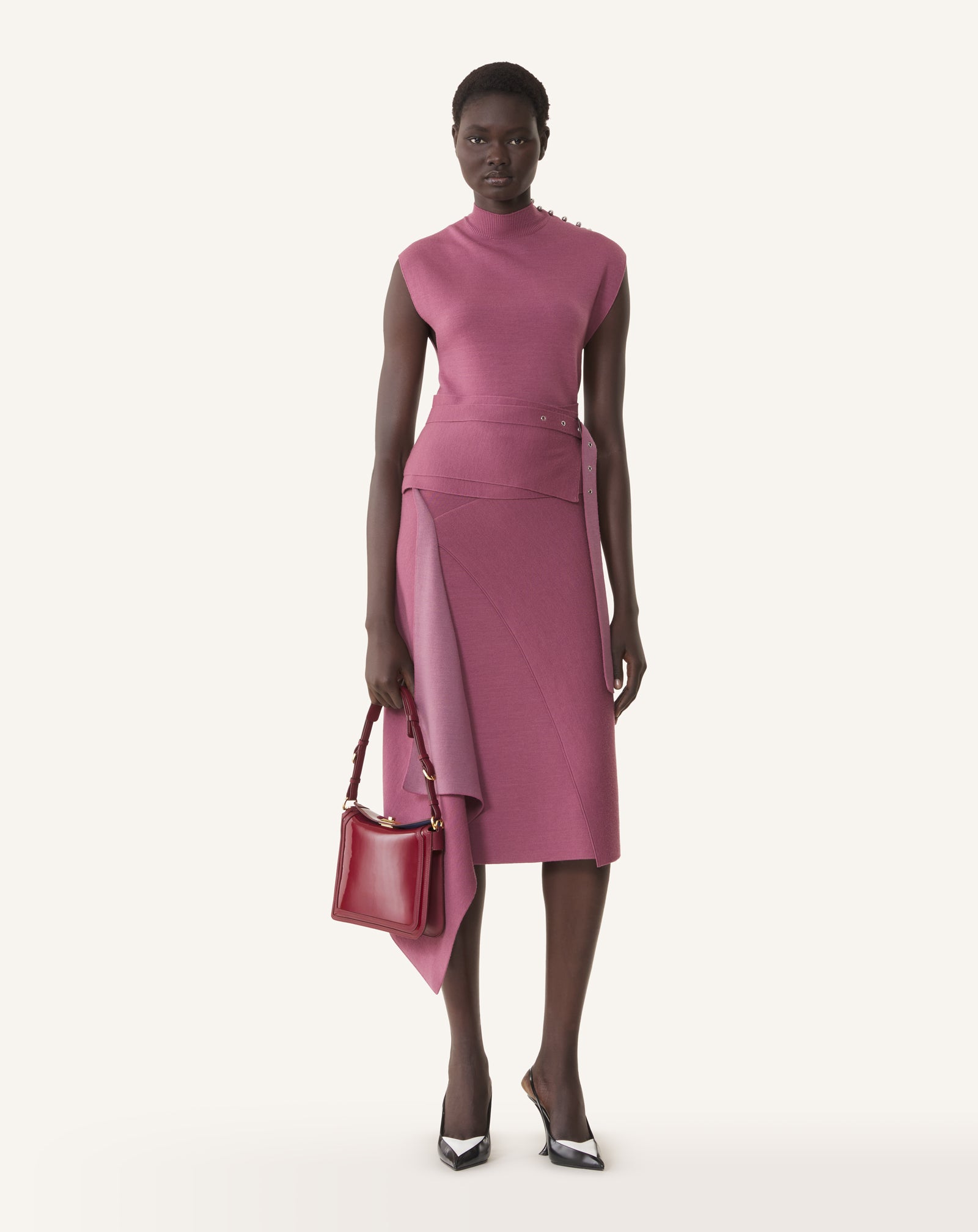 ROBE DRAPÉE COL MONTANT EN LAINE