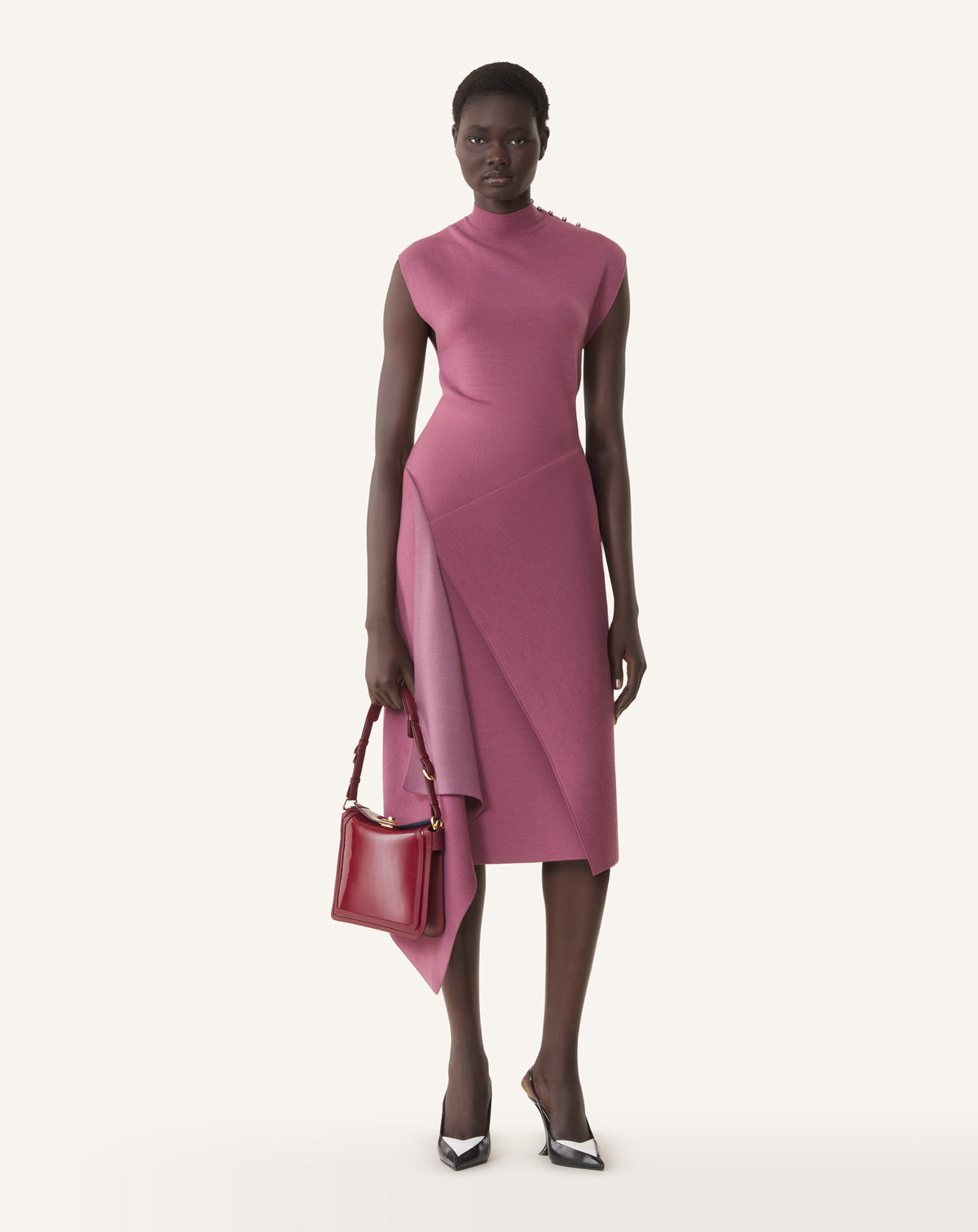 ROBE DRAPÉE COL MONTANT EN LAINE