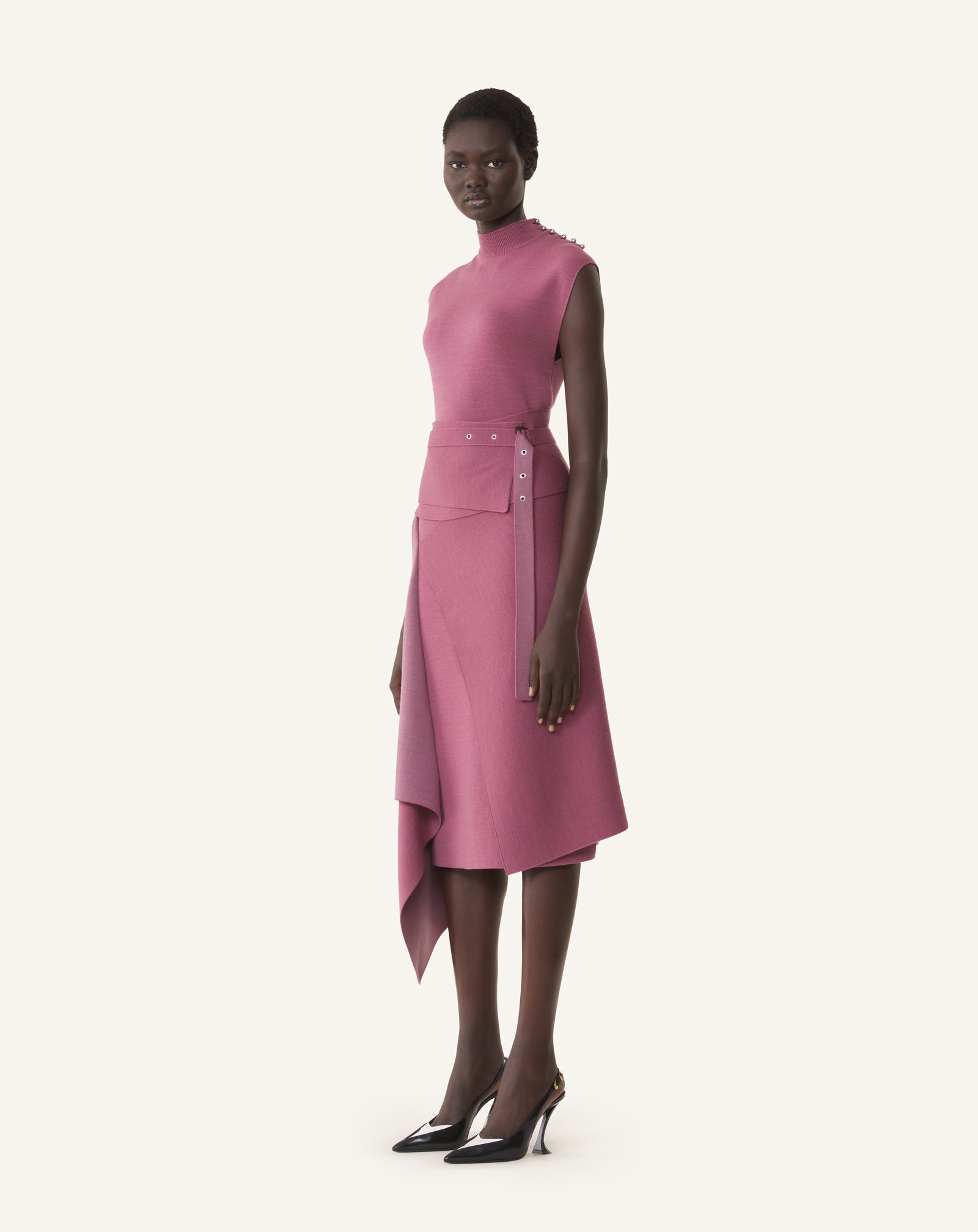 ROBE DRAPÉE COL MONTANT EN LAINE