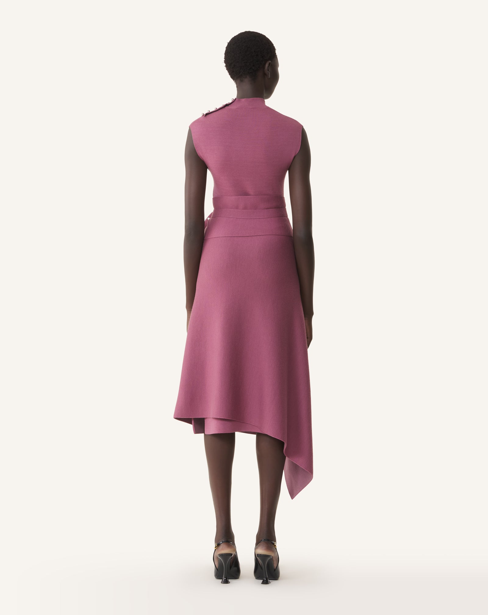 ROBE DRAPÉE COL MONTANT EN LAINE