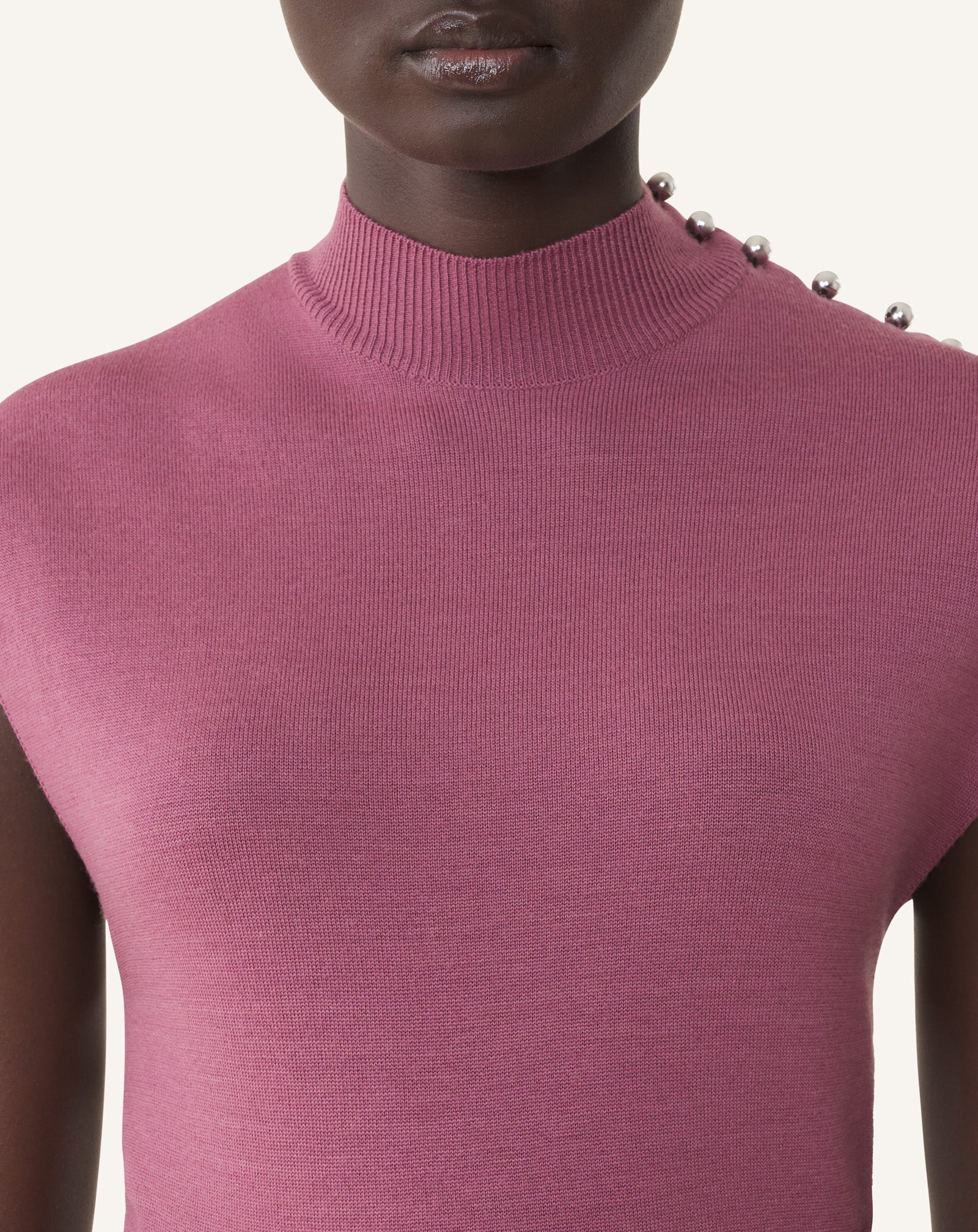 ROBE DRAPÉE COL MONTANT EN LAINE