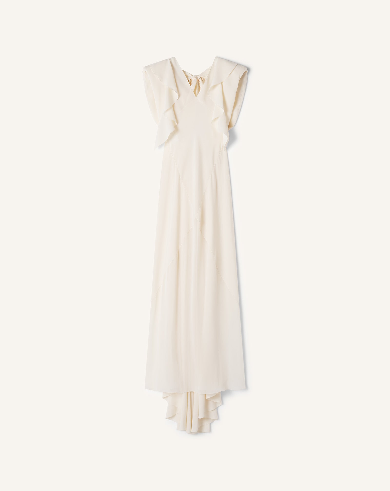 ROBE LONGUE EN GEORGETTE DE SOIE BLANC