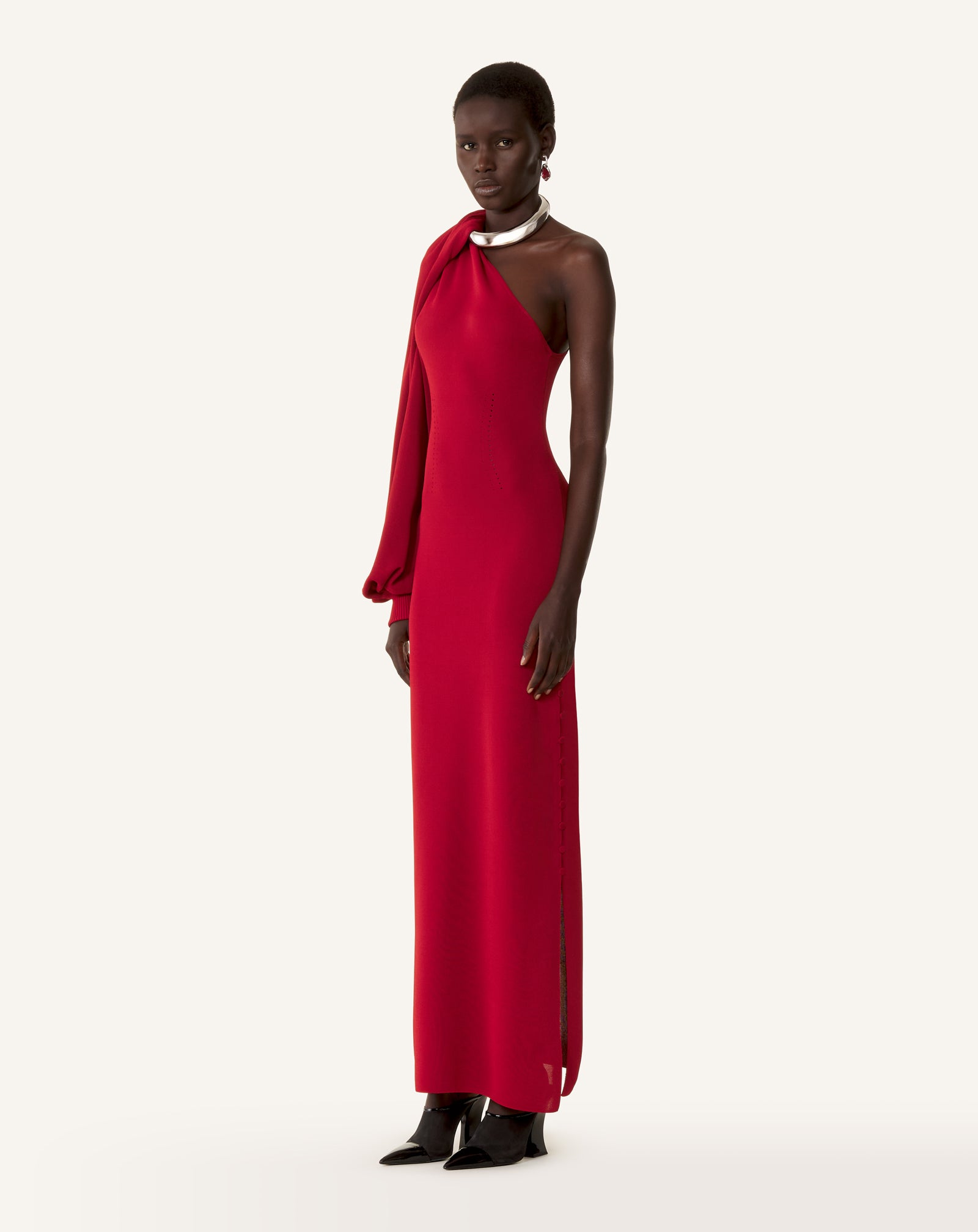 ROBE CHOKER ASYMÉTRIQUE EN VISCOSE