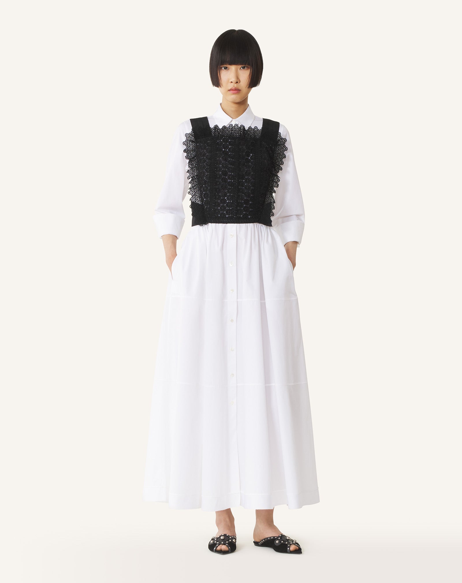 ROBE CHEMISE EN POPELINE DE COTON BLANC