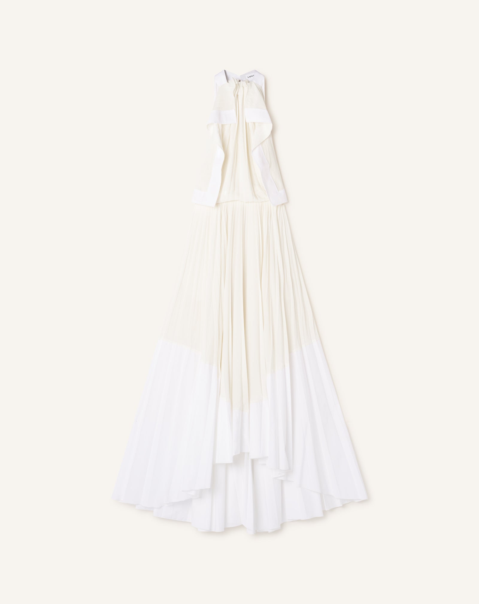 ROBE PLISSÉE EN CHARMEUSE ET COTON BLANC