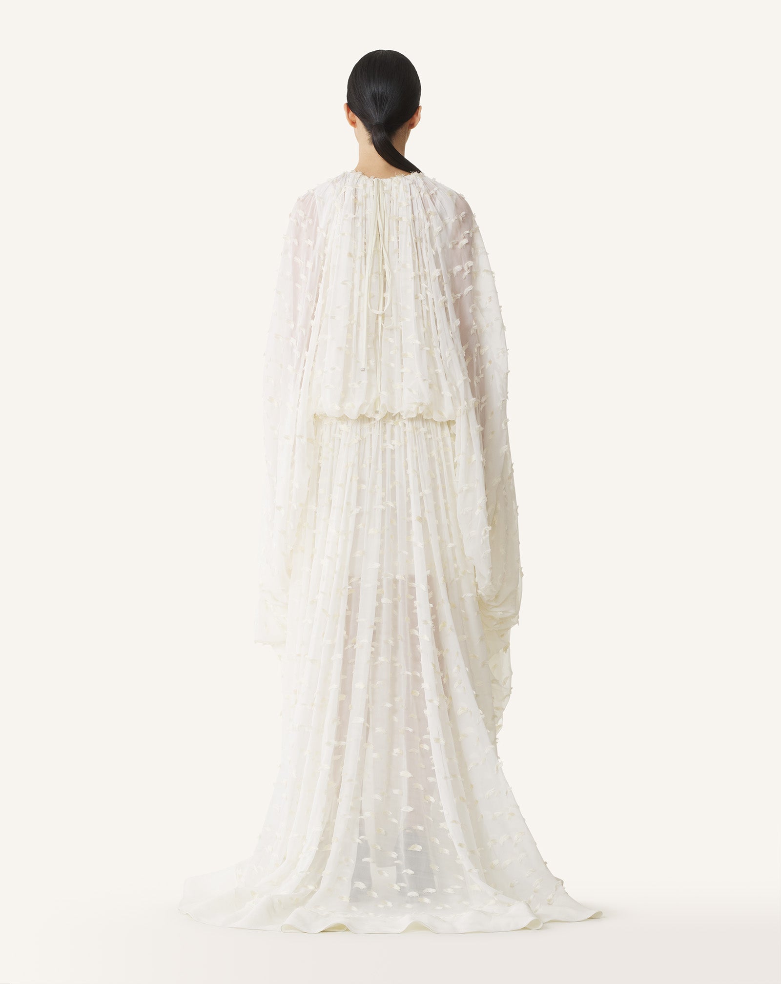 ROBE LONGUE EN SOIE À PLUMETIS