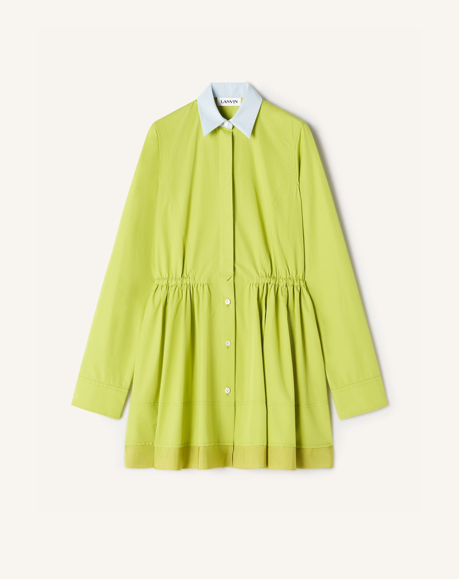 ROBE CHEMISE COURTE EN POPELINE DE COTON VERT