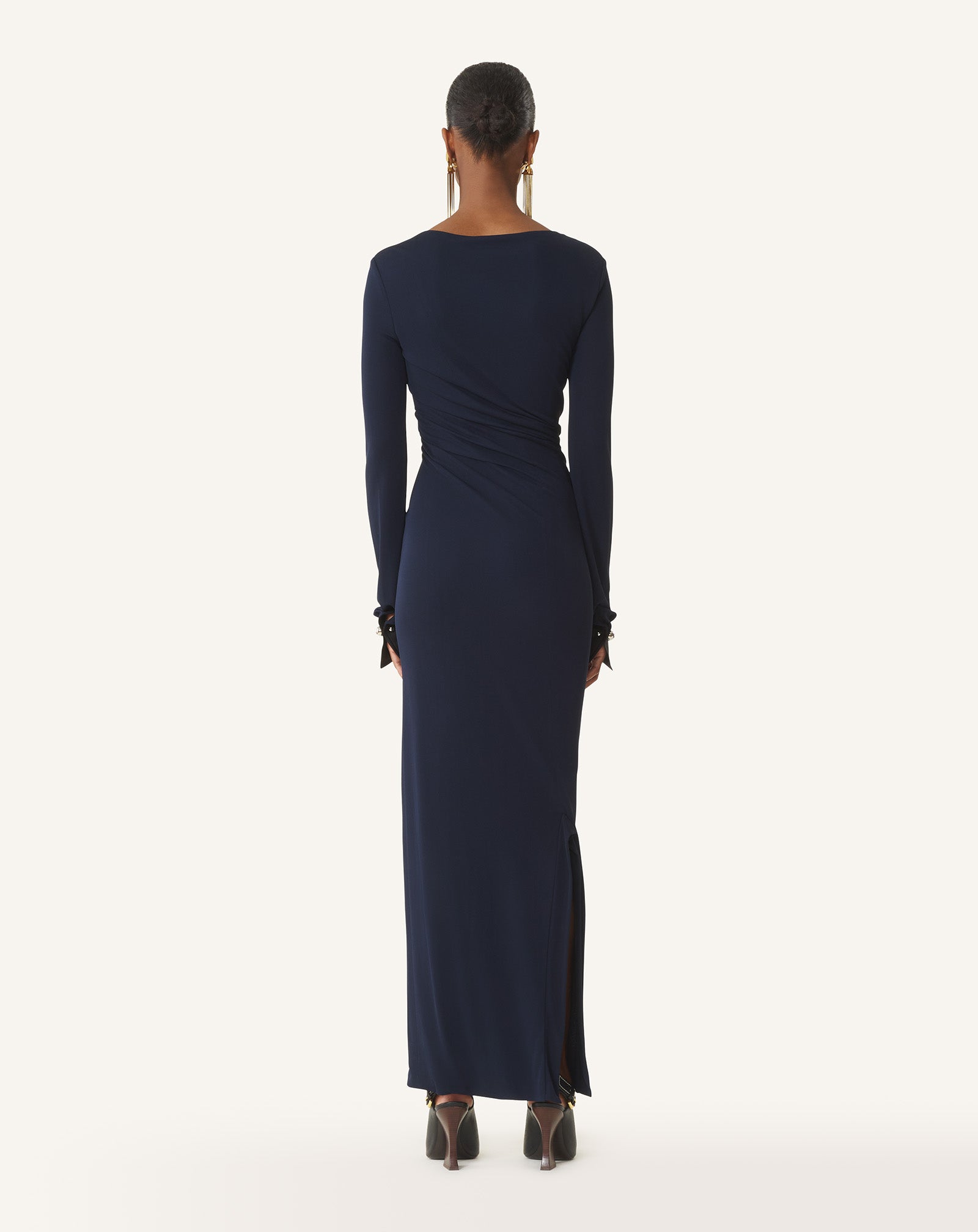 ROBE DRAPÉE EN JERSEY CRÊPE BLEU