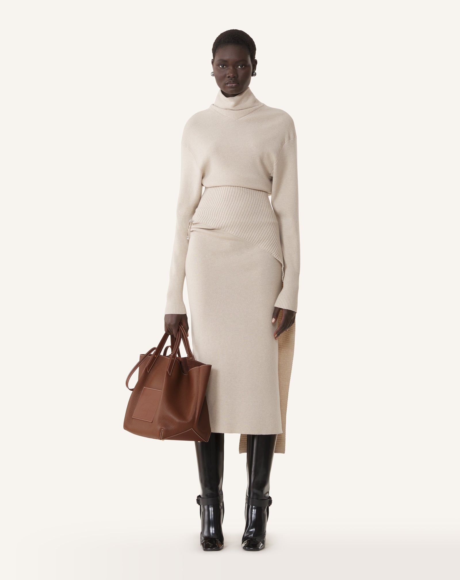 ROBE MIDI EN LAINE ET CACHEMIRE