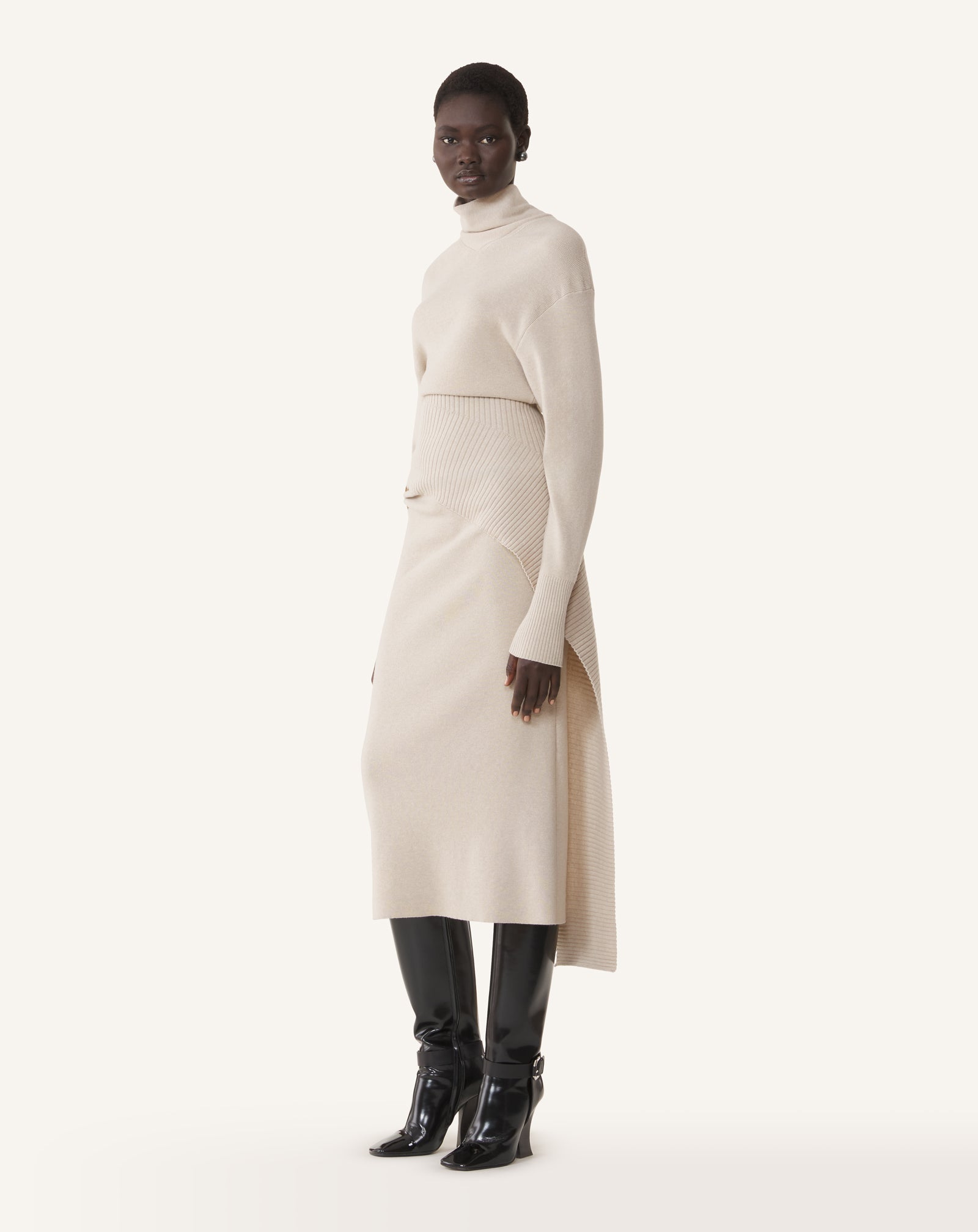 ROBE MIDI EN LAINE ET CACHEMIRE