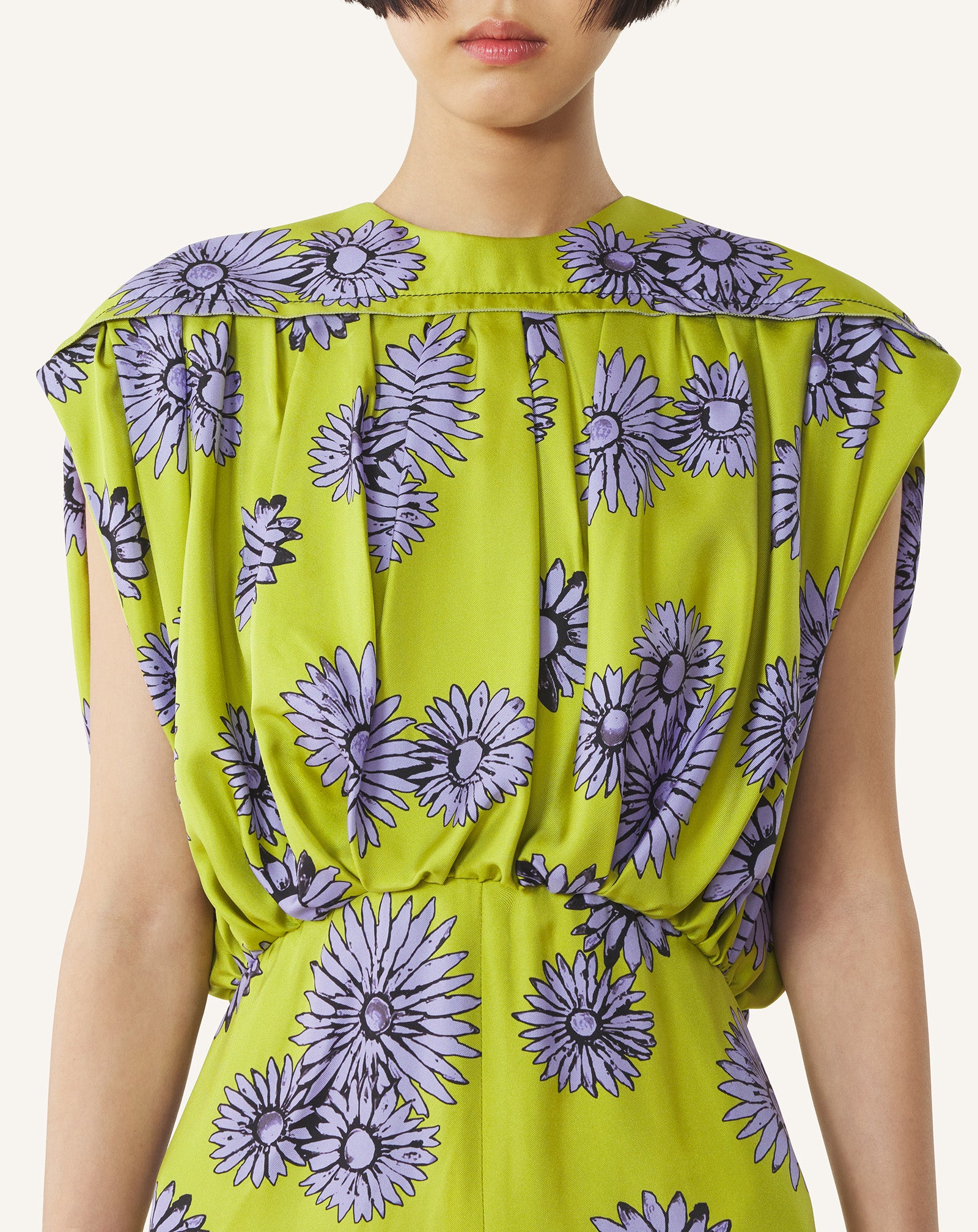 ROBE MIDI EN SOIE IMPRIMÉE VERT