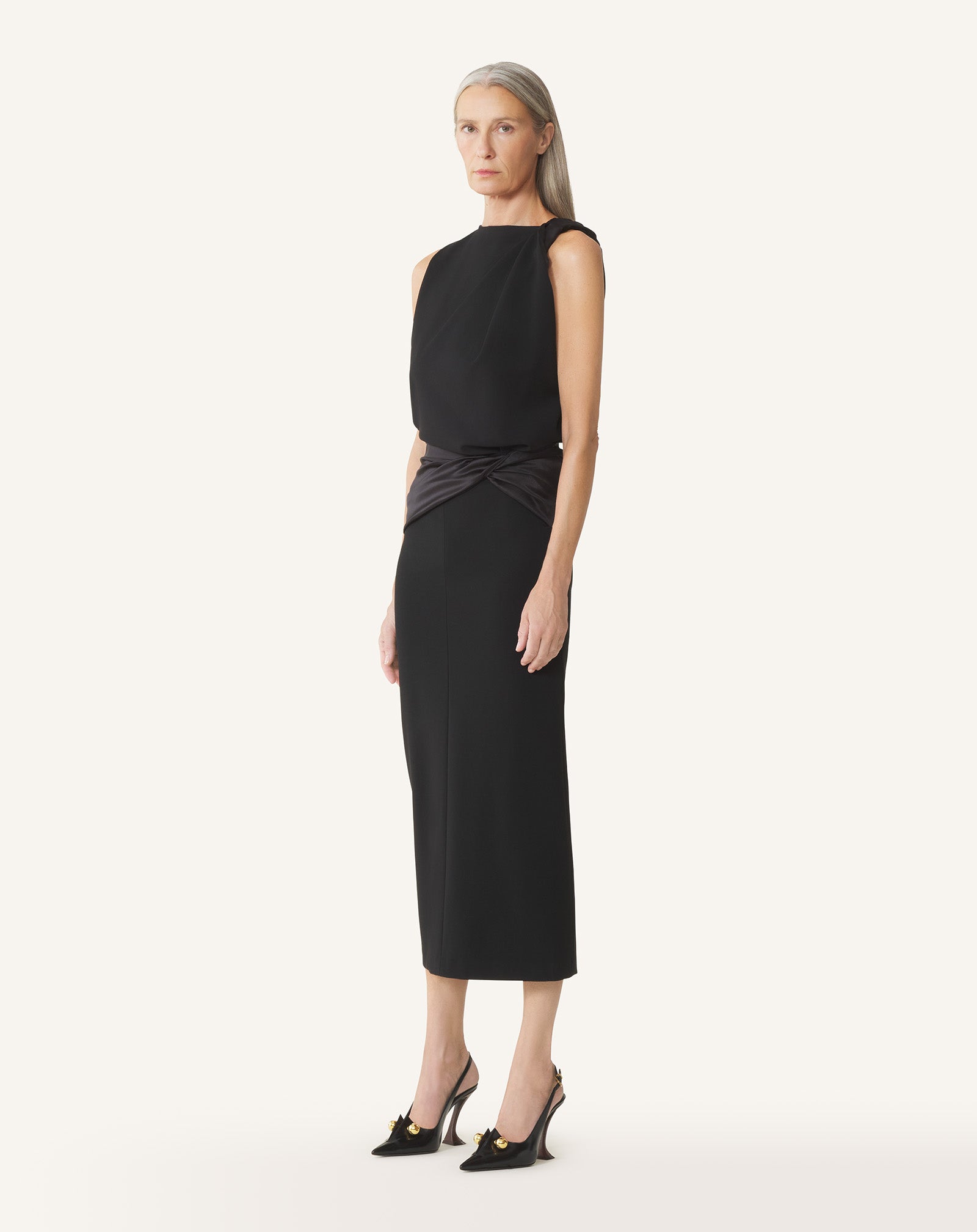 ROBE MIDI EN JERSEY ET SATIN