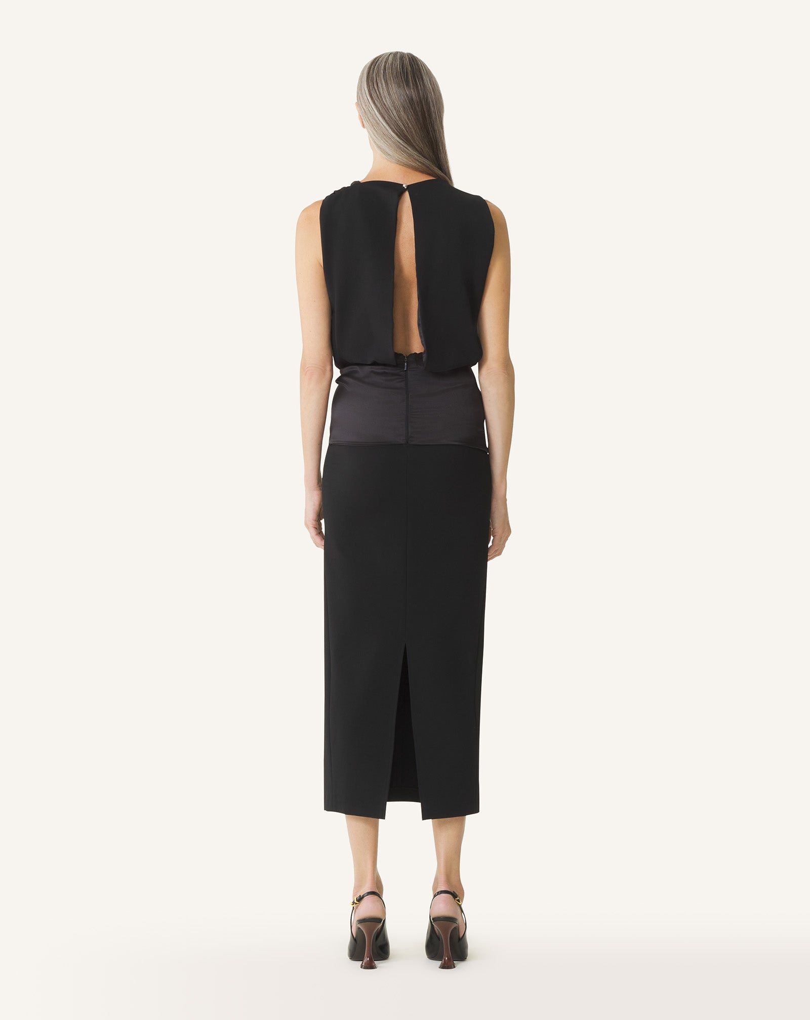 ROBE MIDI EN JERSEY ET SATIN