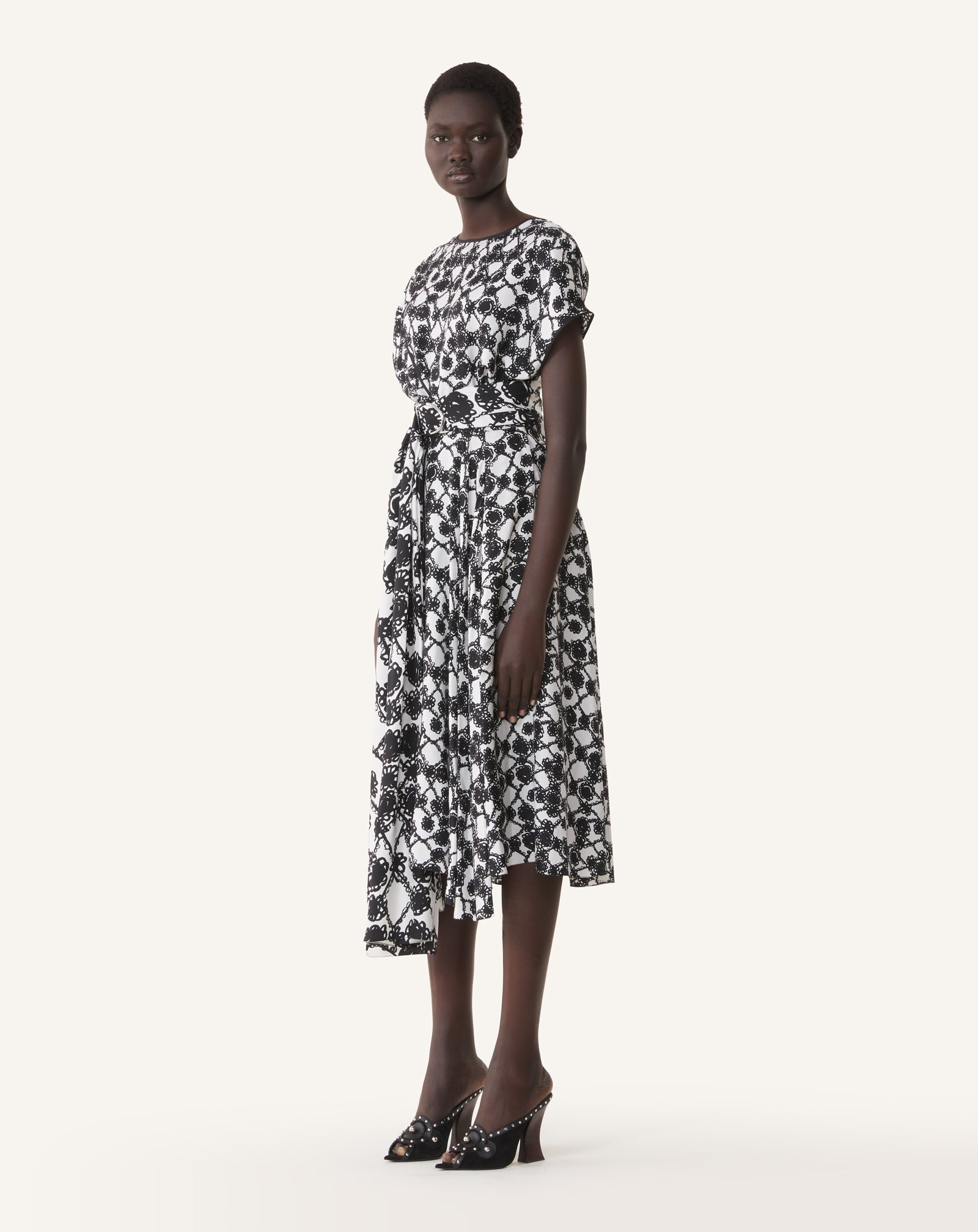 ROBE DRAPÉE EN SOIE IMPRIMÉE
