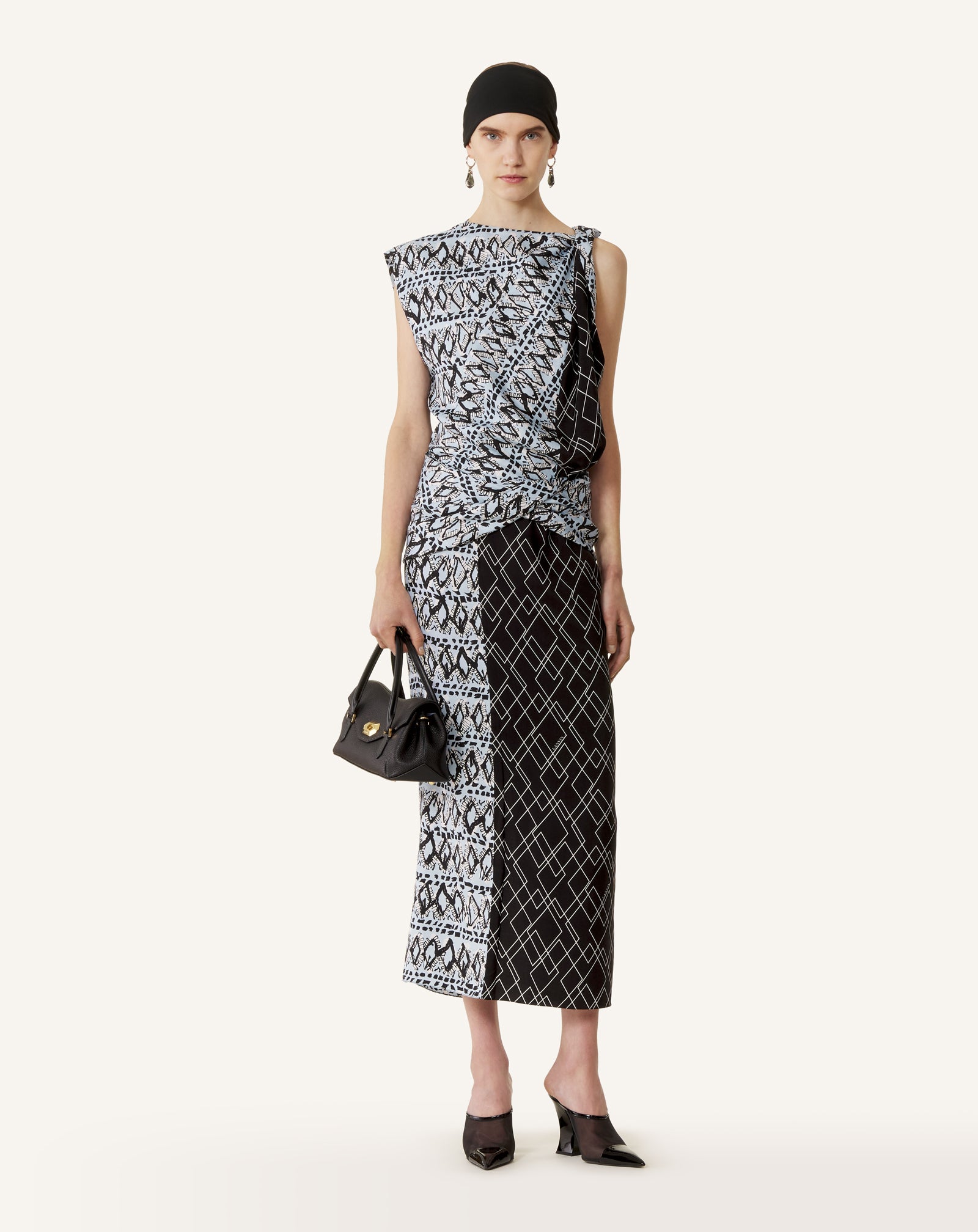 ROBE PATCHWORK EN SOIE IMPRIMÉE