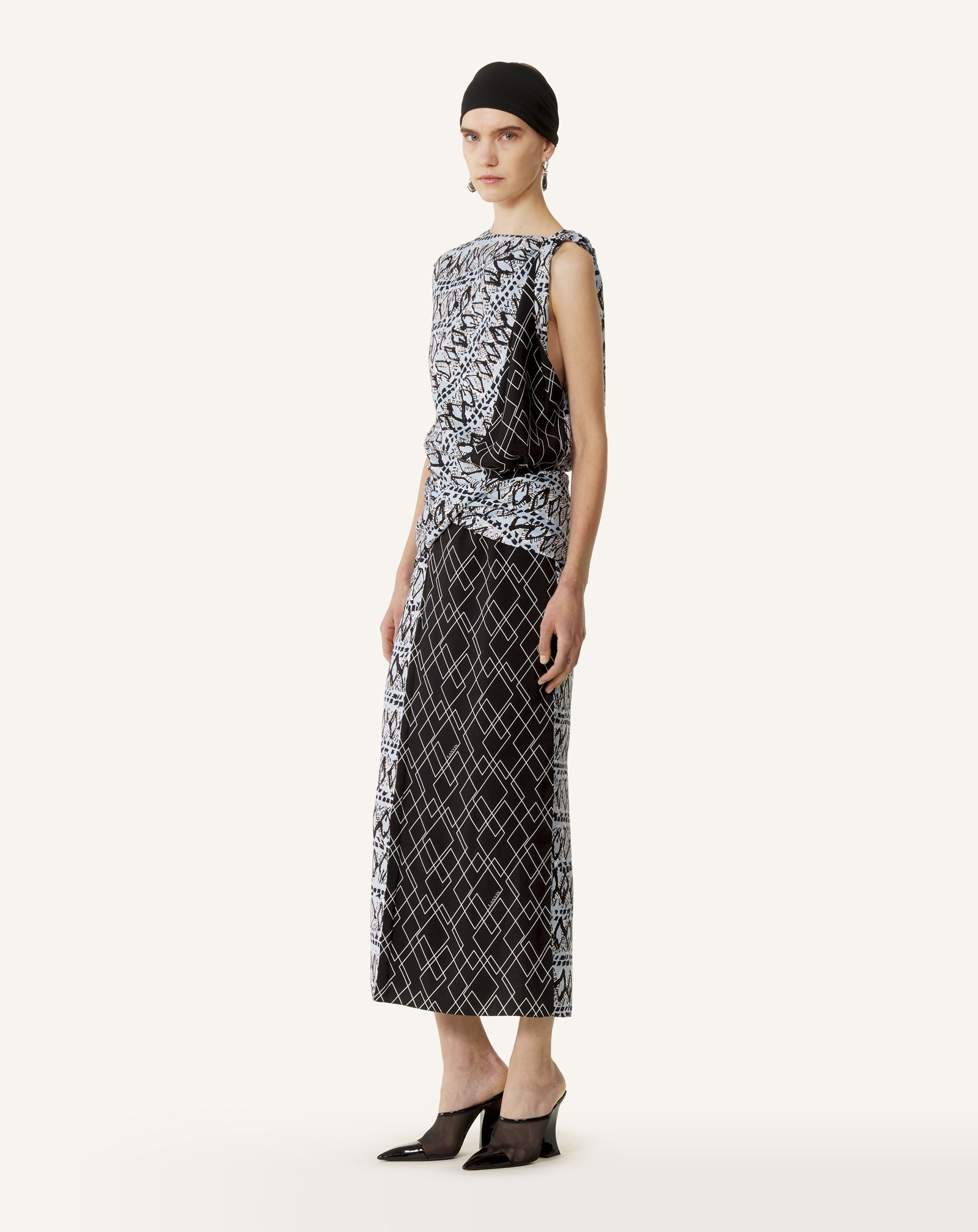 ROBE PATCHWORK EN SOIE IMPRIMÉE