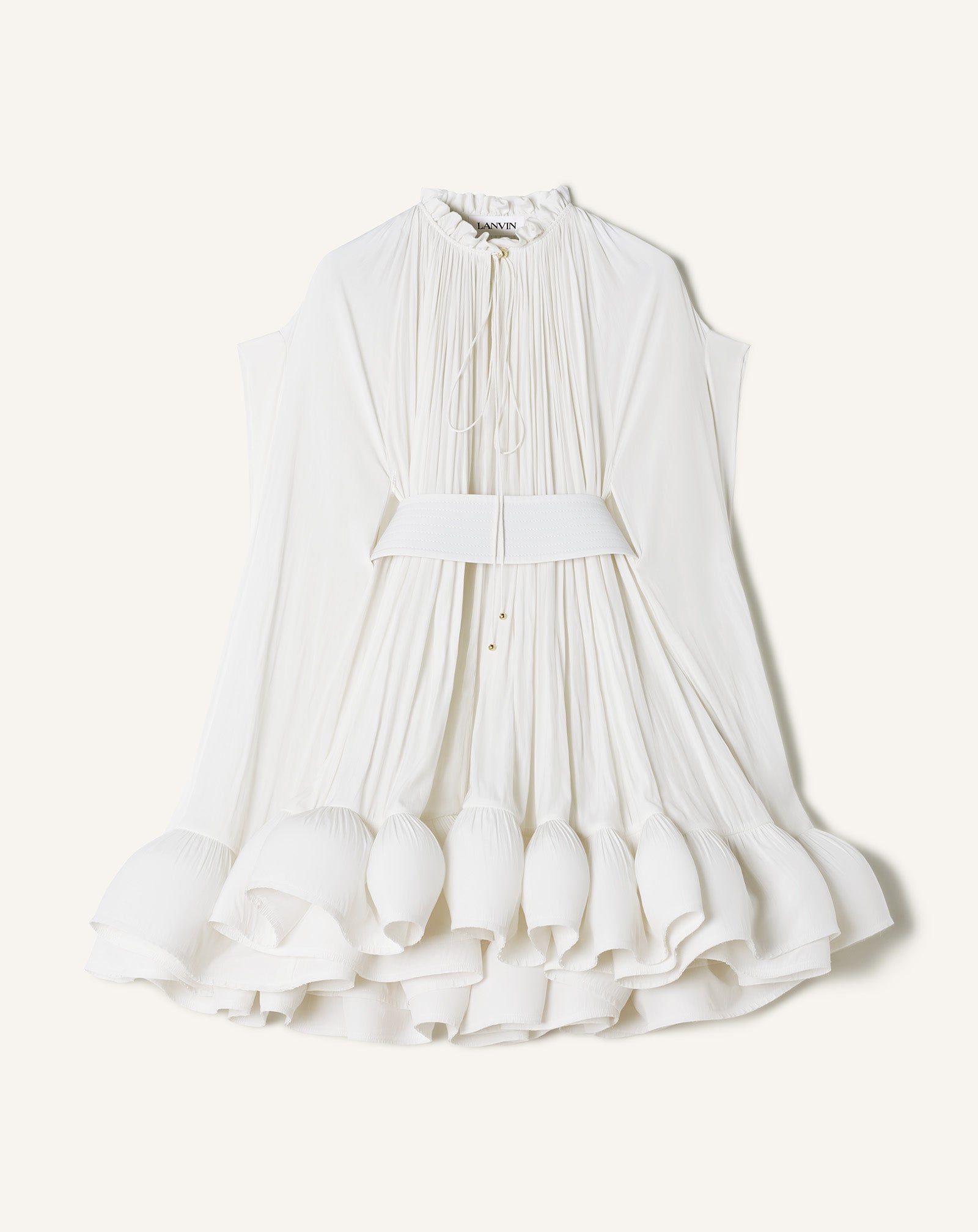 ROBE COURTE EN CHARMEUSE BLANC