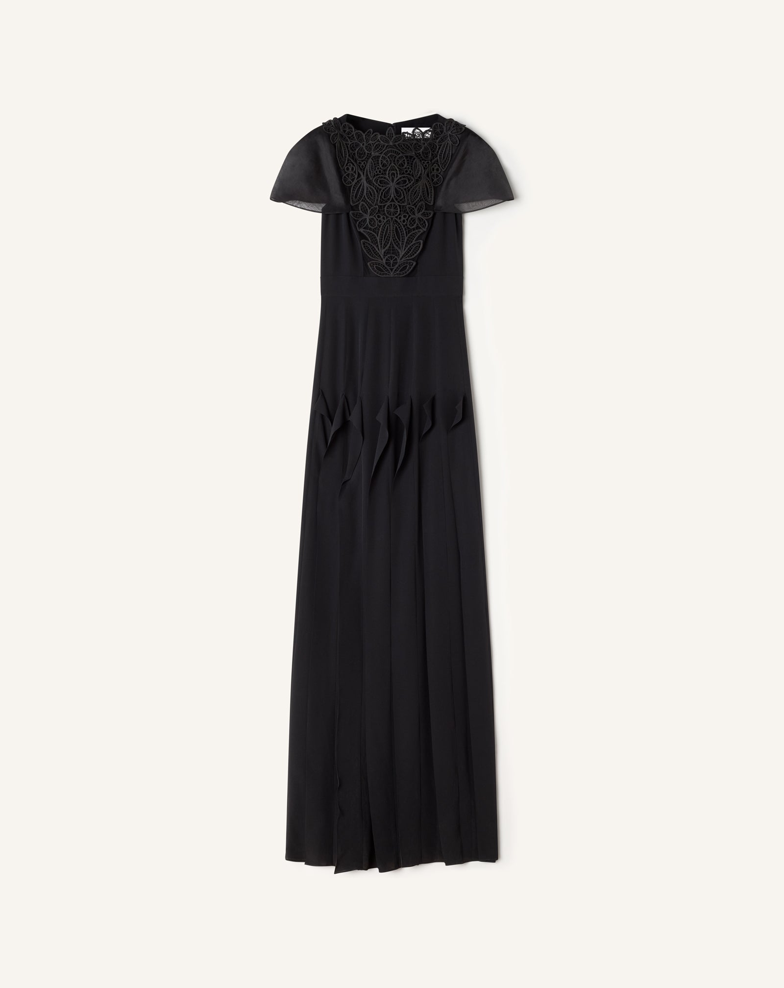 ROBE À PLASTRON BRODÉ EN GEORGETTE DE SOIE