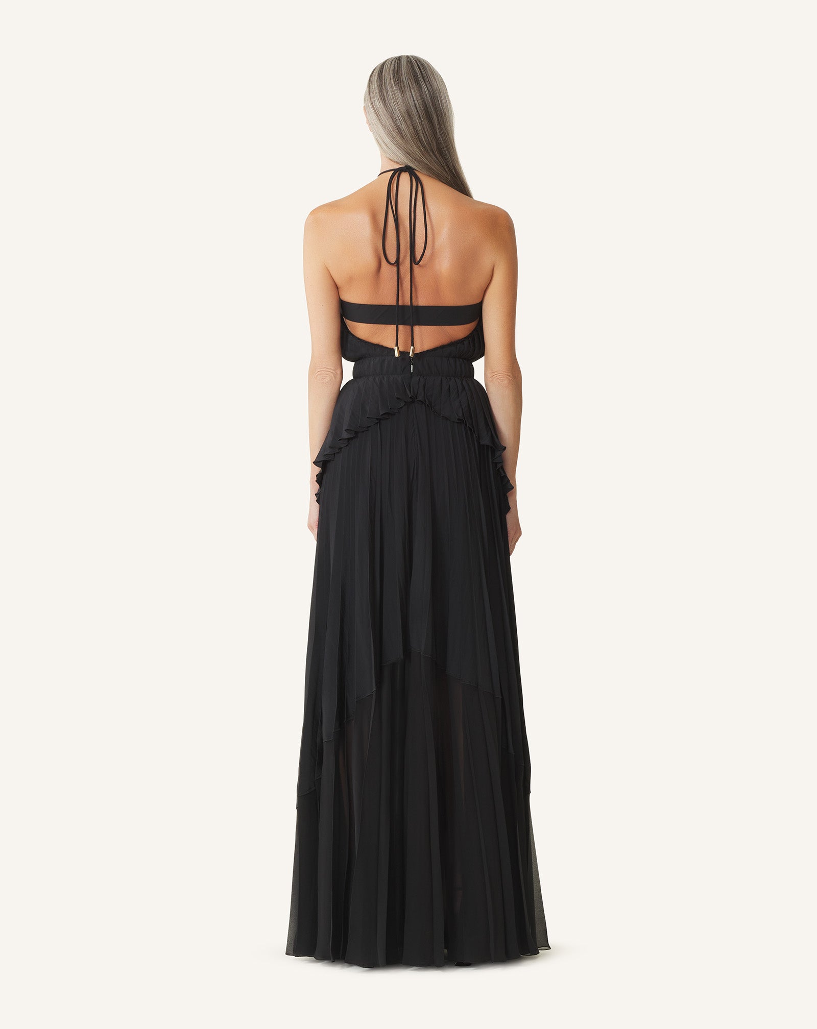 ROBE BRODÉE EN SOIE ET CHARMEUSE