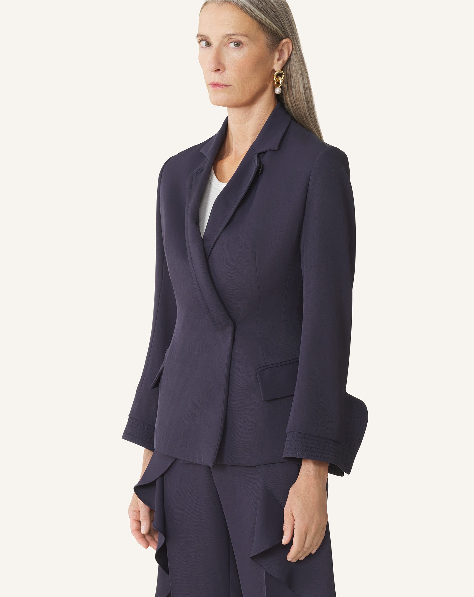 VESTE CROISÉE EN TWILL BLEU