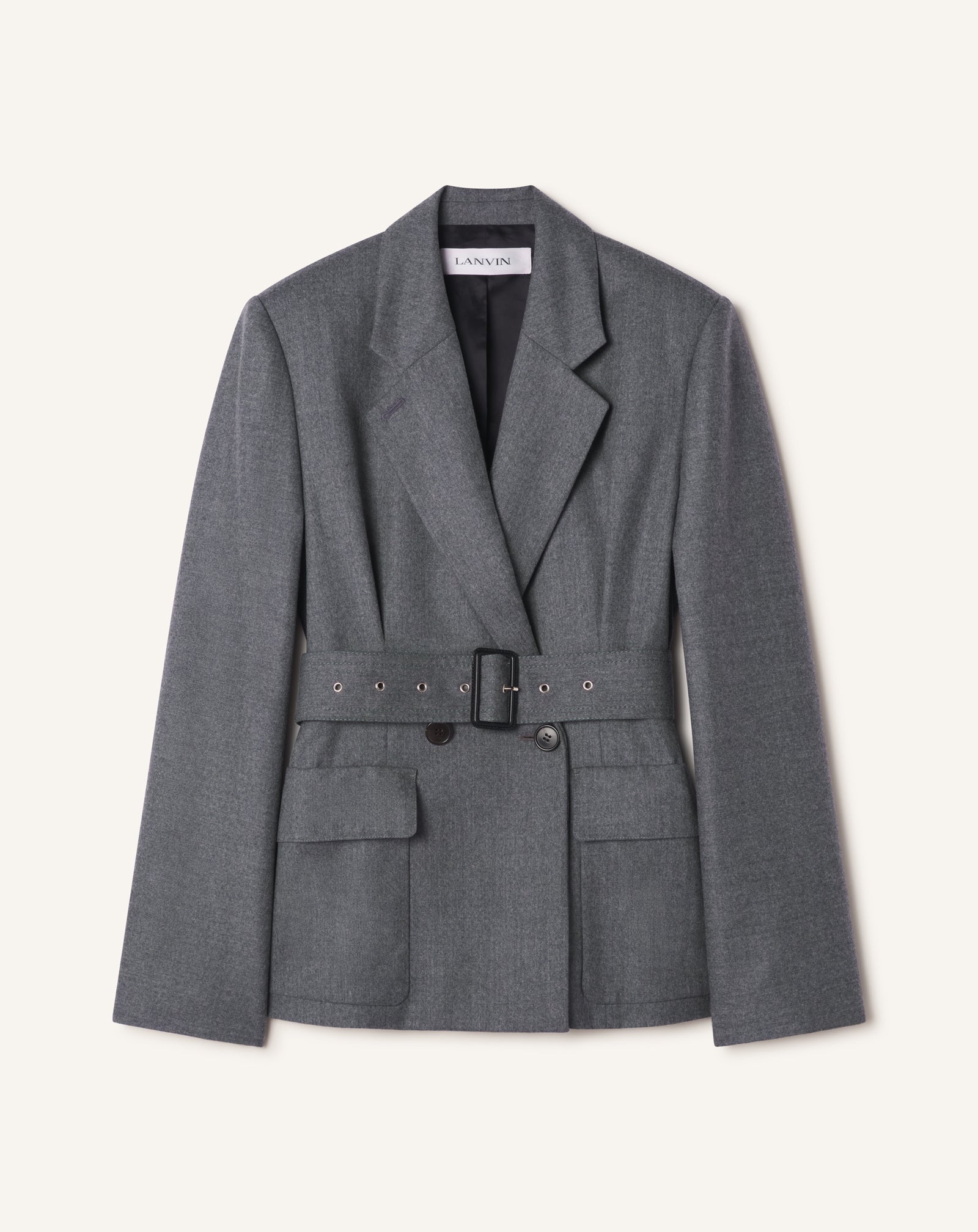 VESTE CEINTURÉE EN FLANELLE DE LAINE