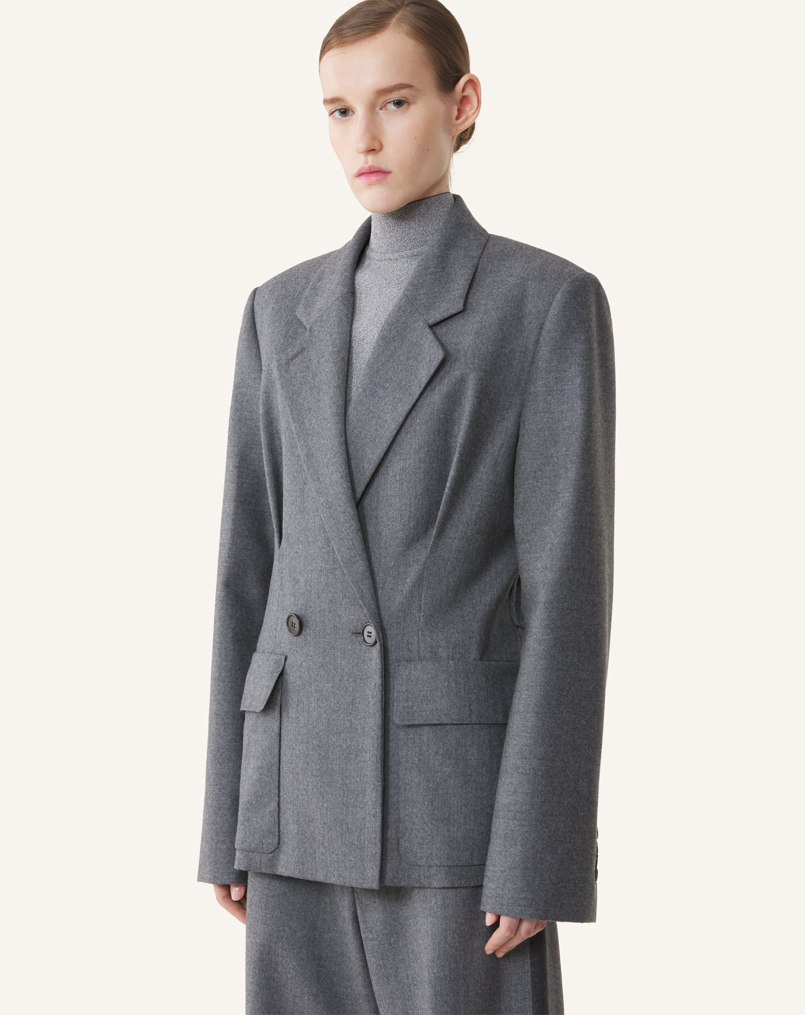 VESTE CEINTURÉE EN FLANELLE DE LAINE