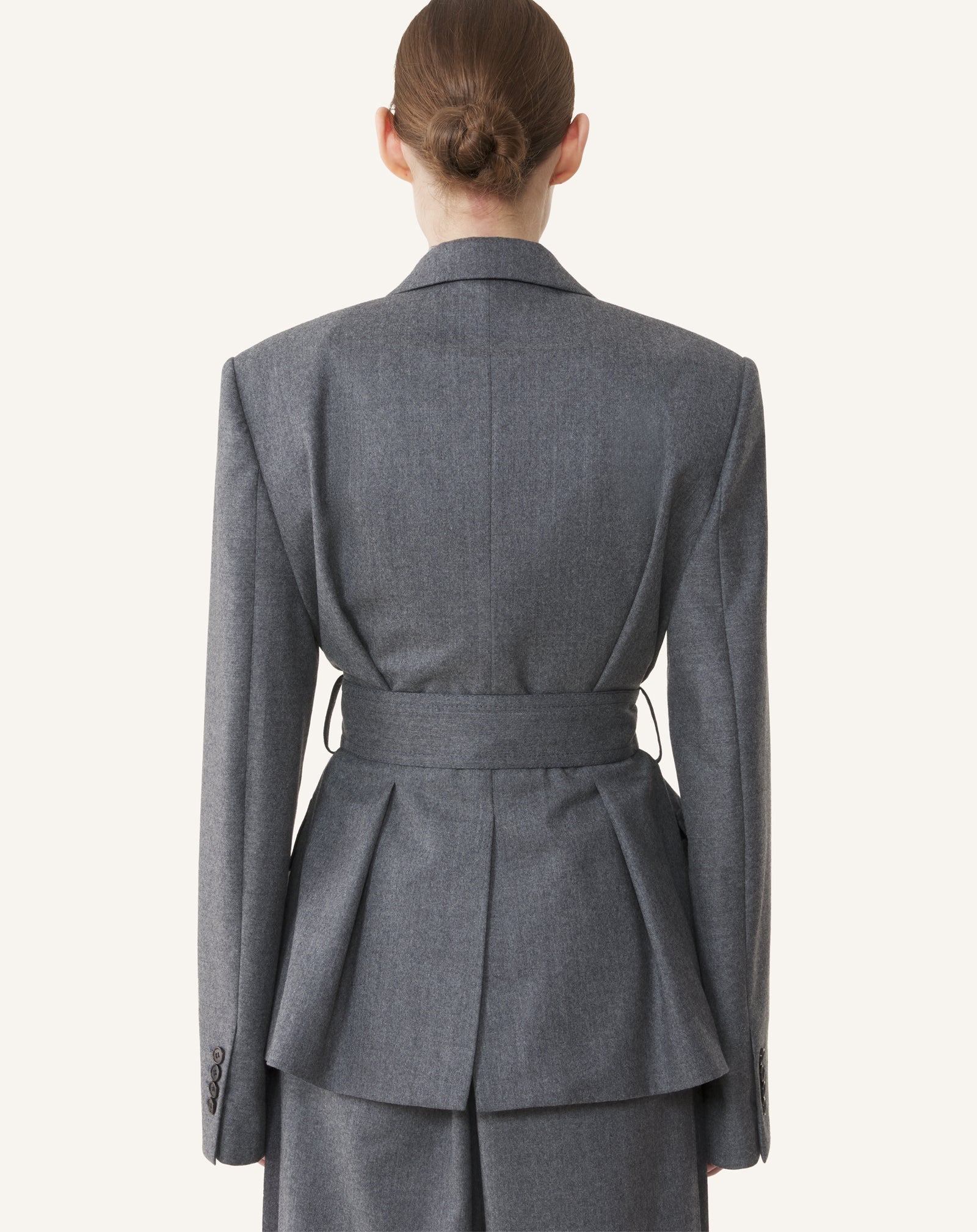 VESTE CEINTURÉE EN FLANELLE DE LAINE