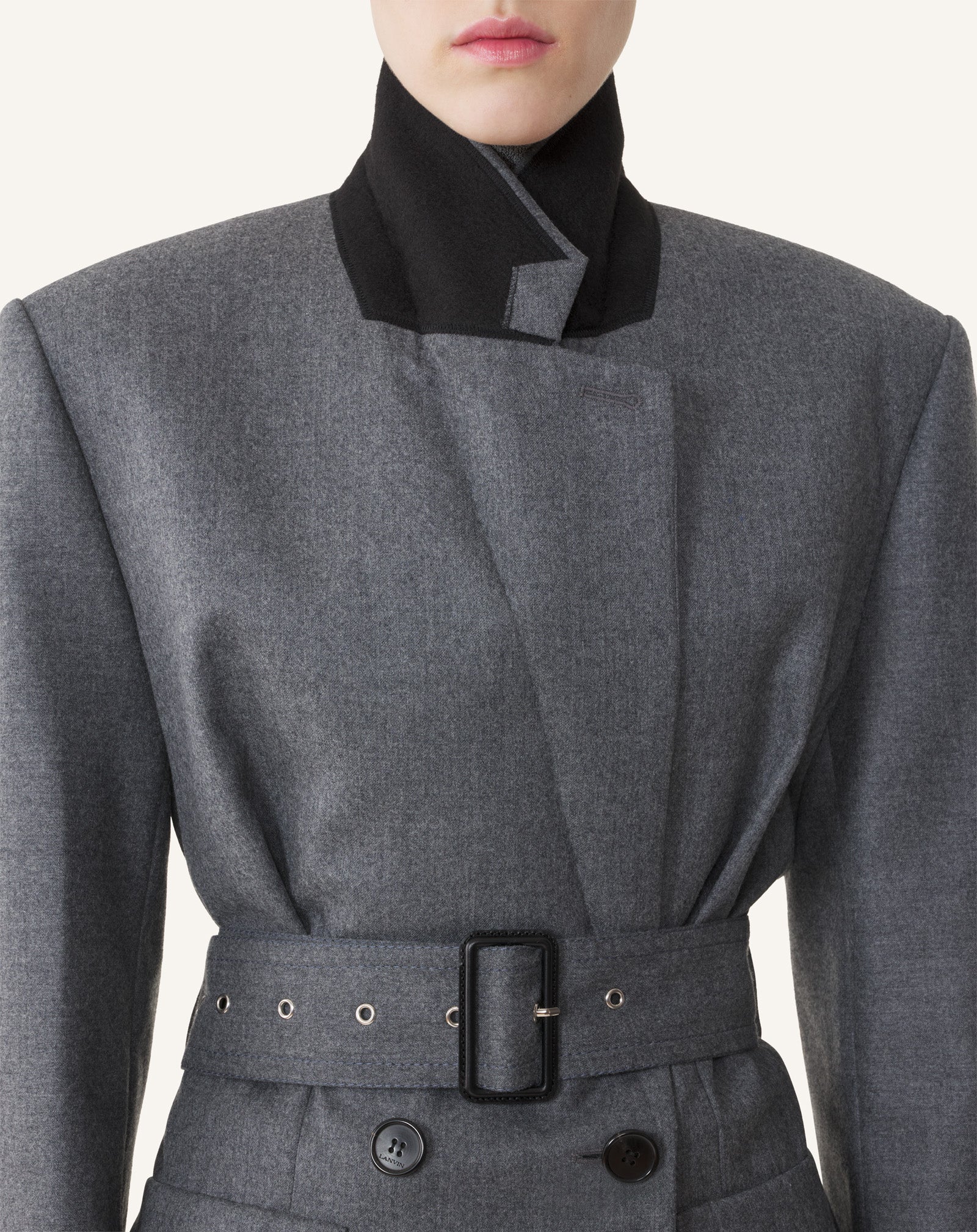 VESTE CEINTURÉE EN FLANELLE DE LAINE