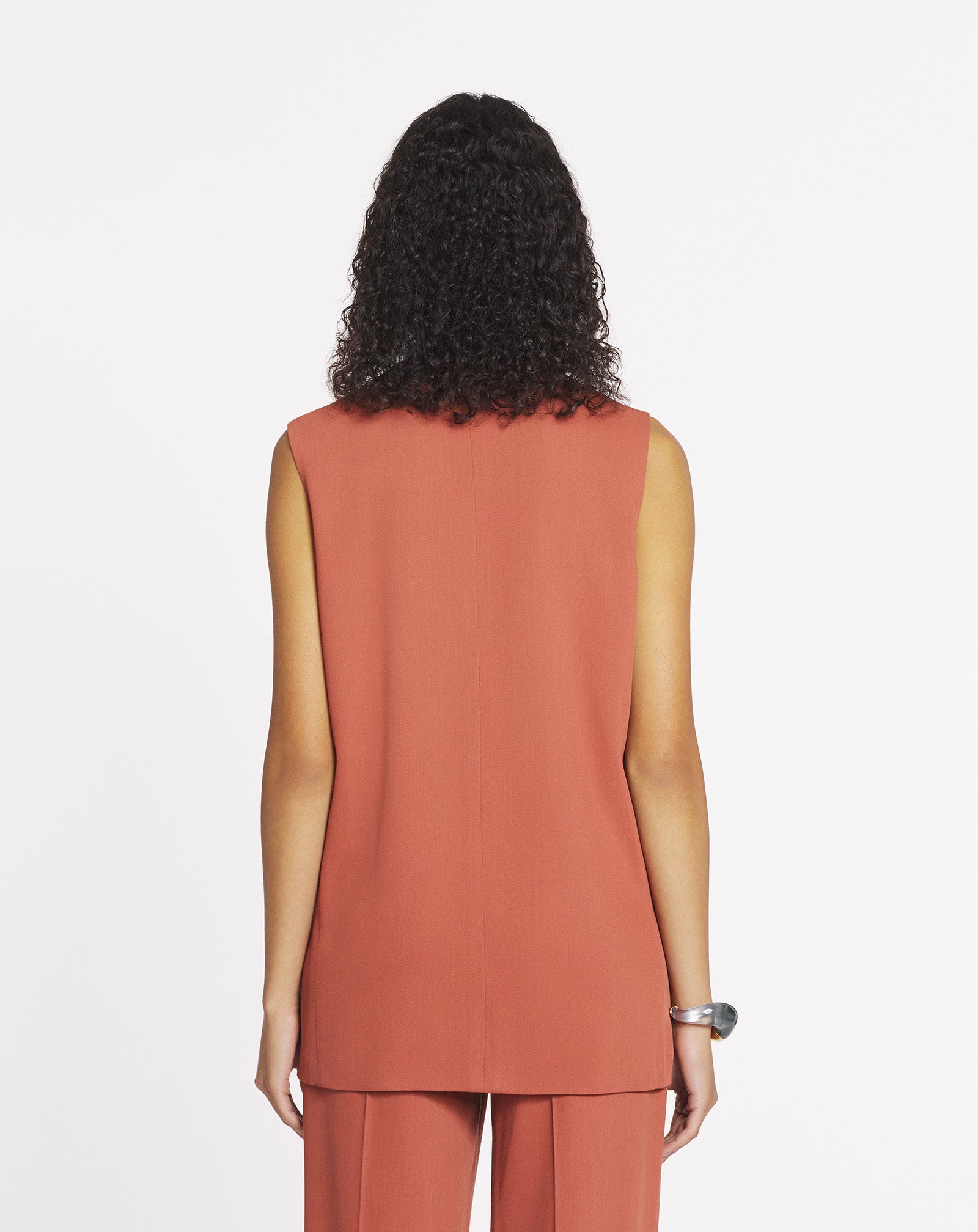 VESTE SANS MANCHES EN LAINE ET VISCOSE