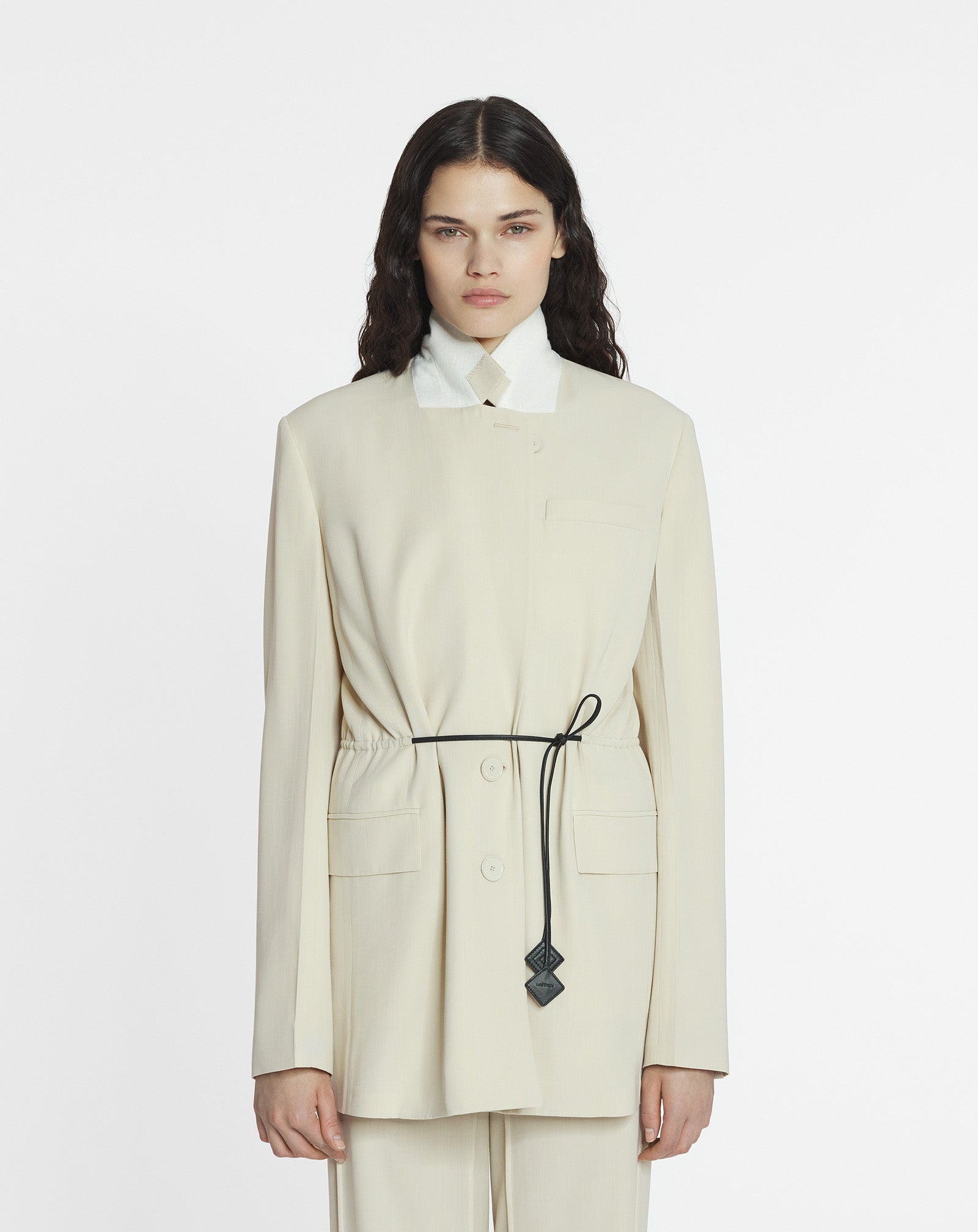 VESTE CEINTURÉE EN LAINE MÉLANGÉE