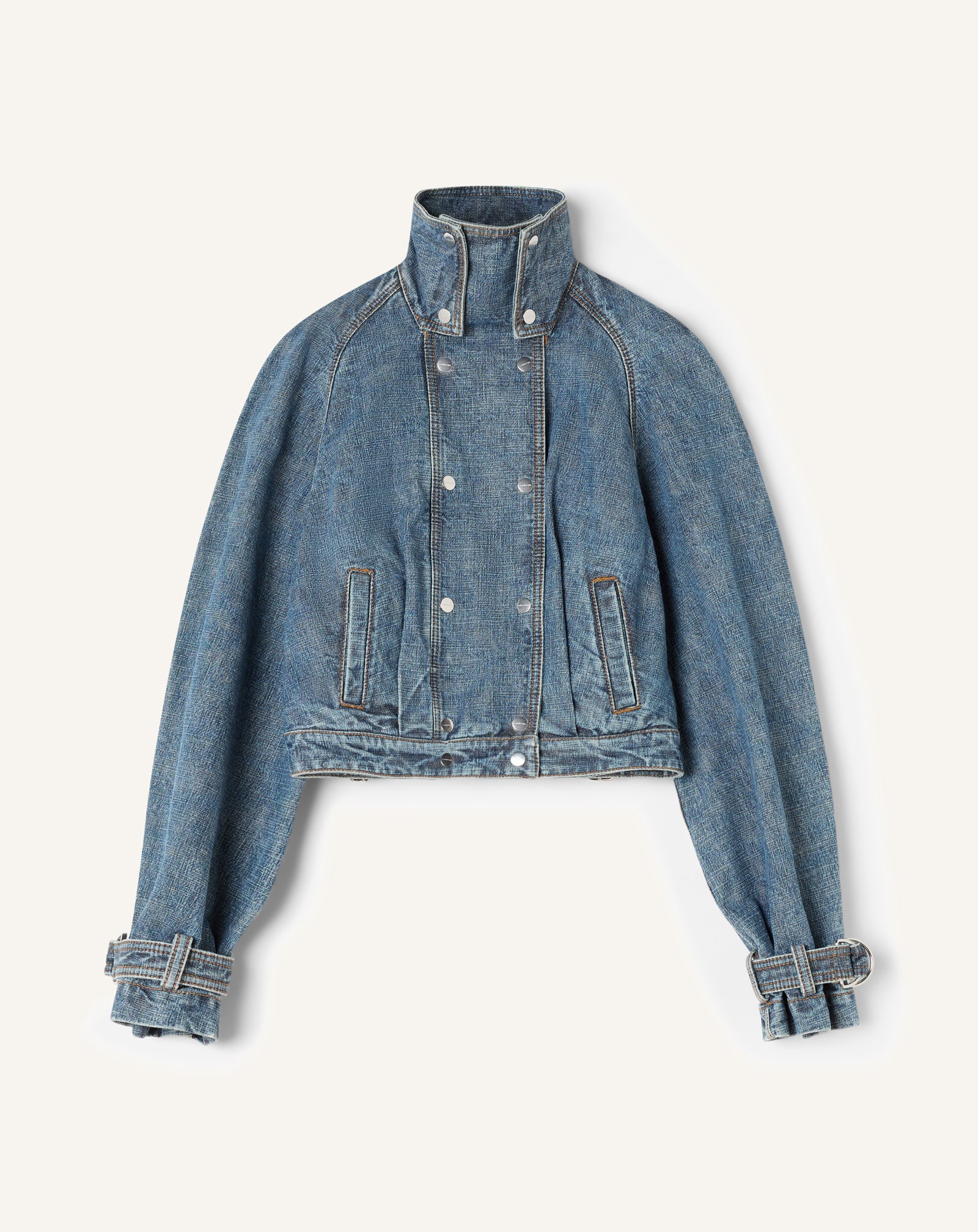 BLOUSON COURT EN DENIM BLEU