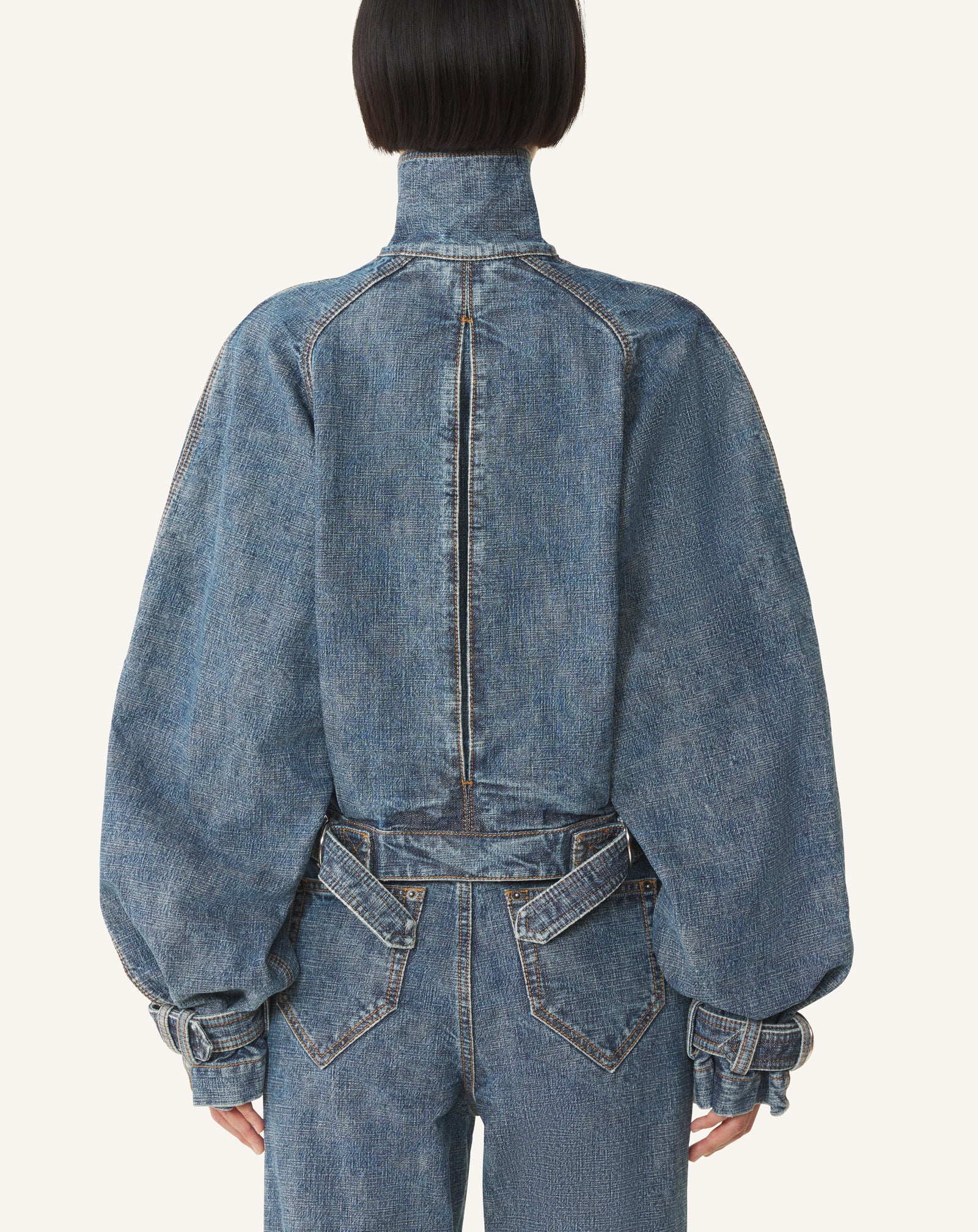 BLOUSON COURT EN DENIM BLEU