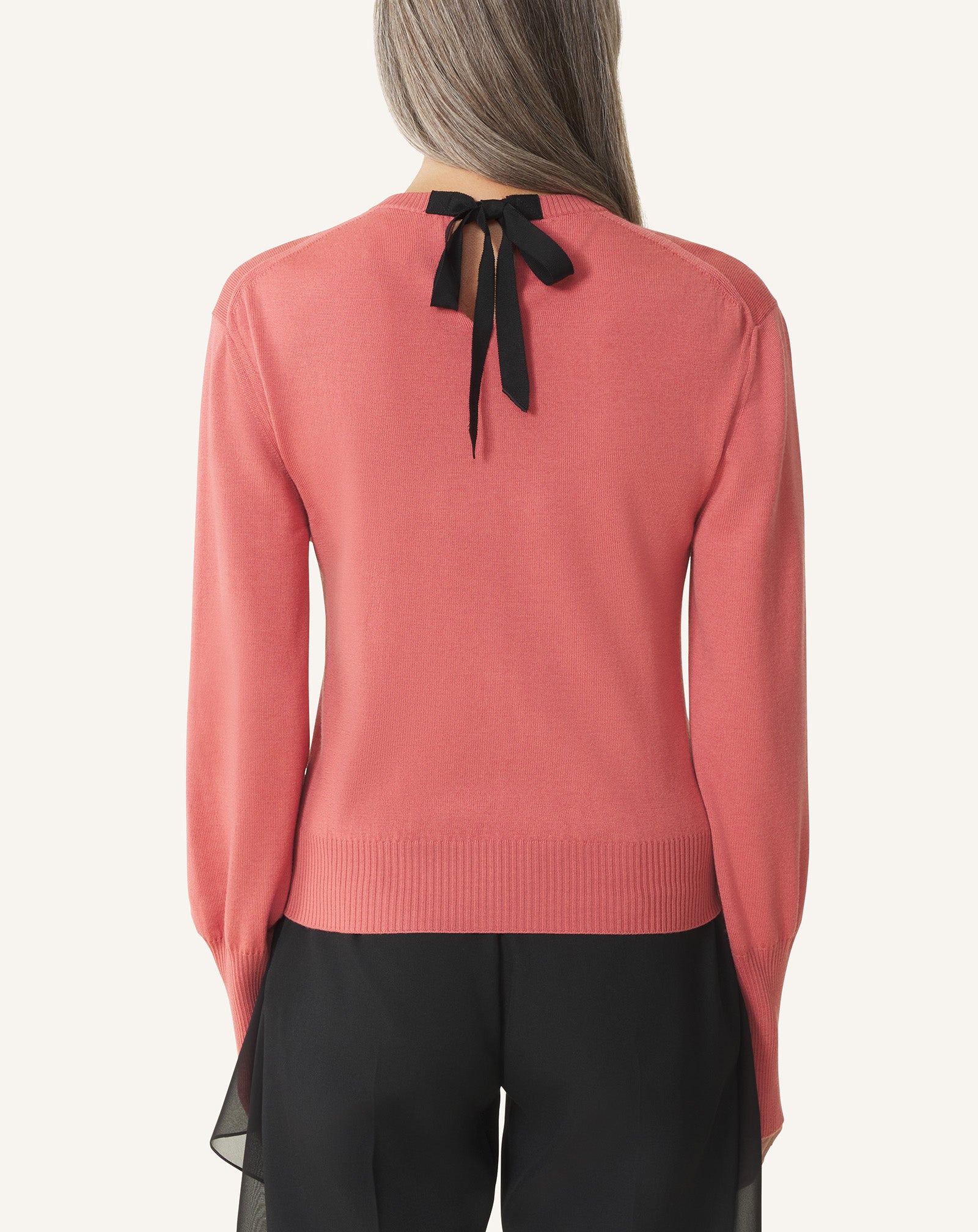 PULL DÉTAIL GROS GRAIN EN MÉRINOS ROSE