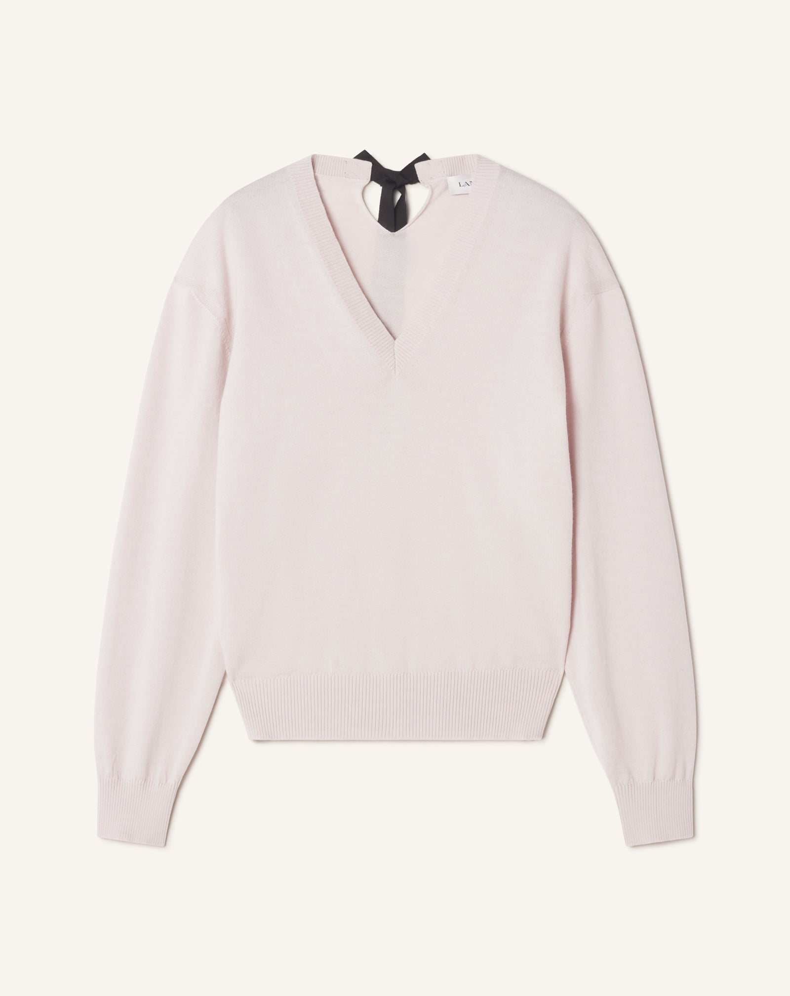 PULL COL V DÉTAIL GROS GRAIN EN MÉRINOS