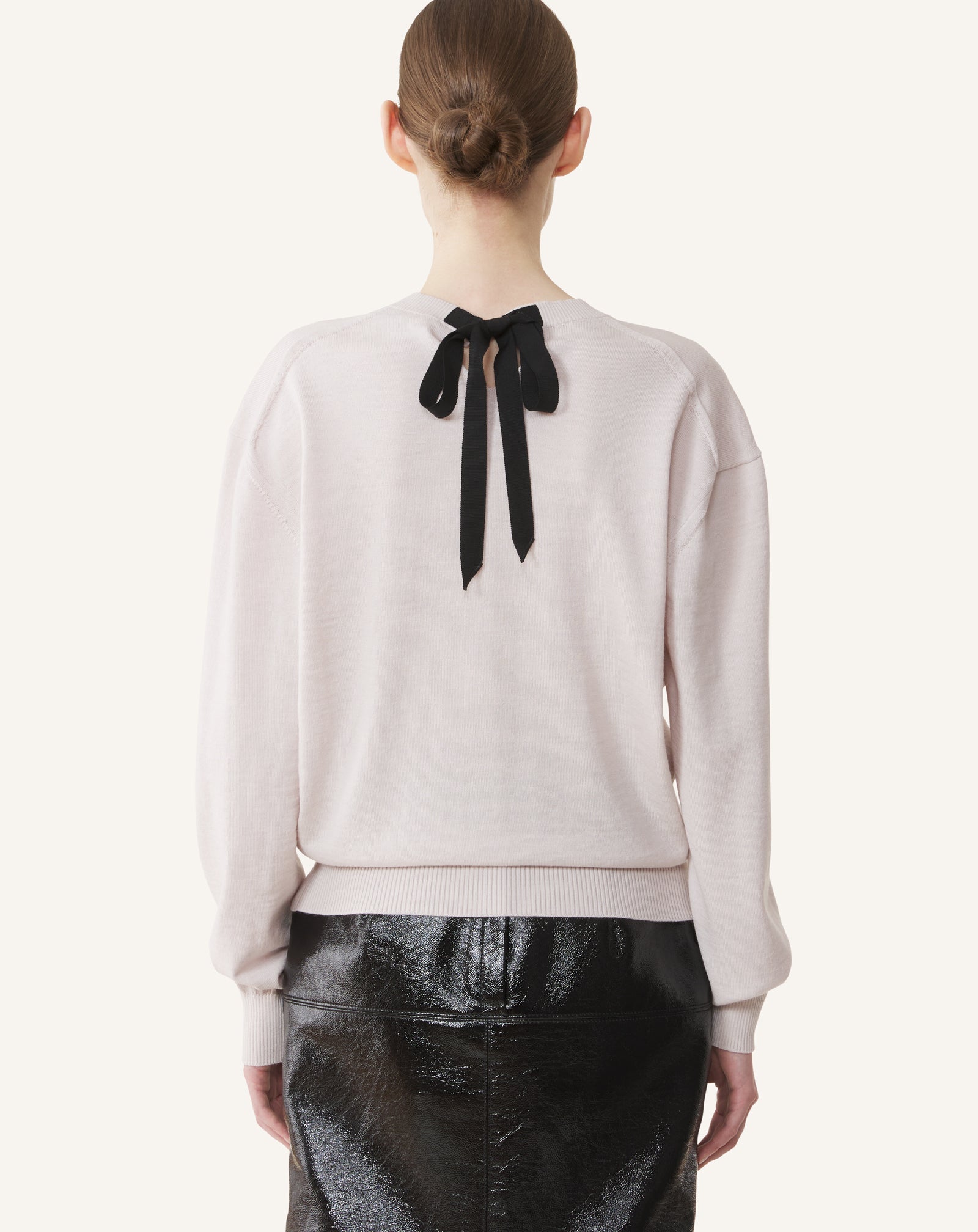 PULL COL V DÉTAIL GROS GRAIN EN MÉRINOS