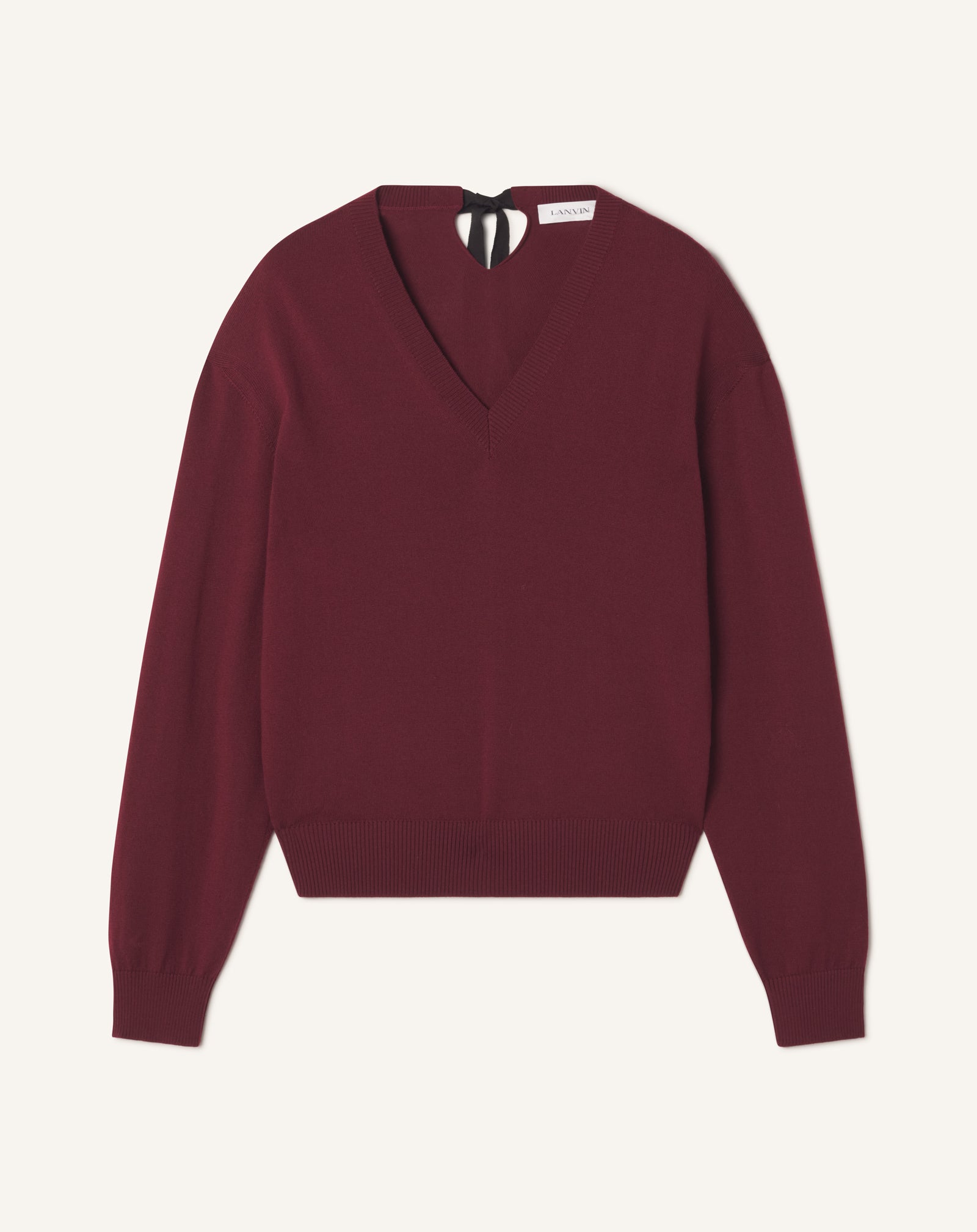 PULL COL V DÉTAIL GROS GRAIN EN MÉRINOS