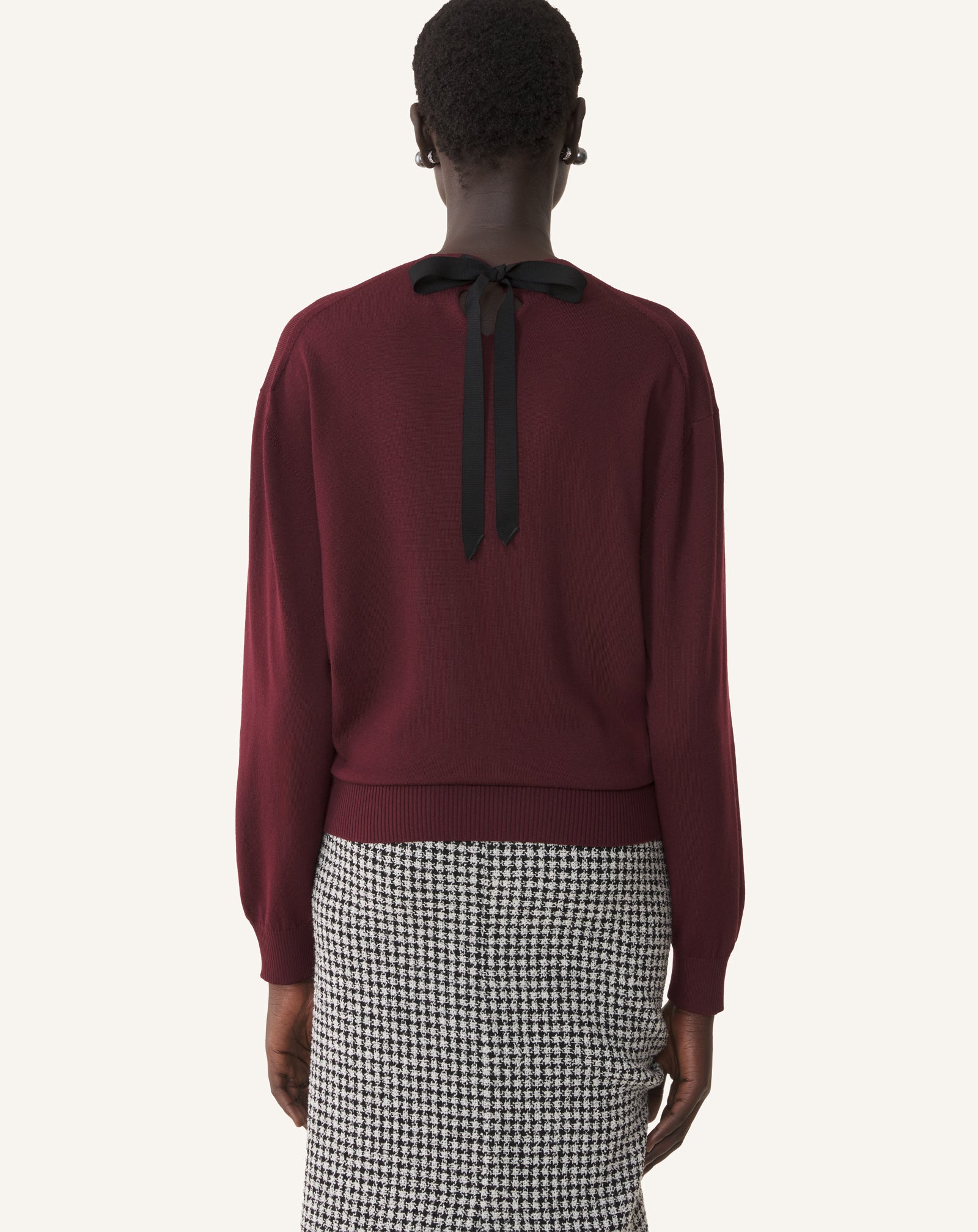 PULL COL V DÉTAIL GROS GRAIN EN MÉRINOS