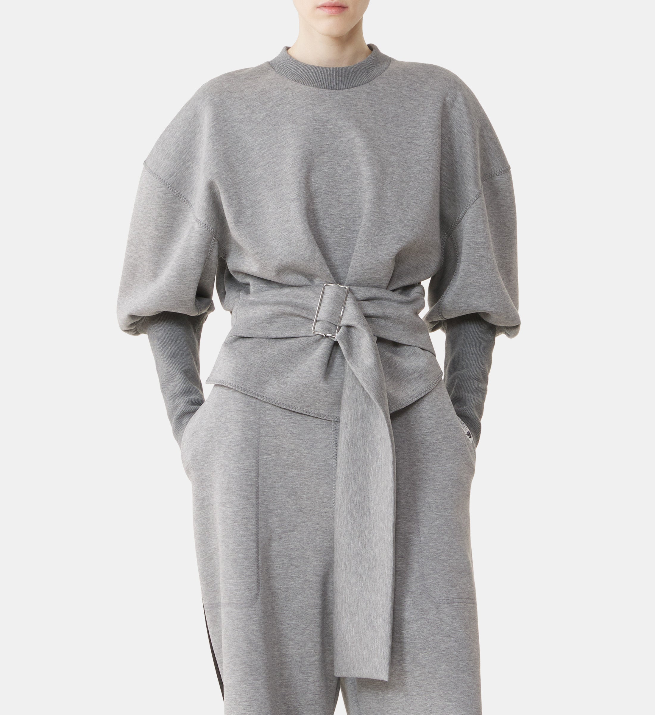 SWEATSHIRT CEINTURÉ EN JERSEY DOUBLE FACE
