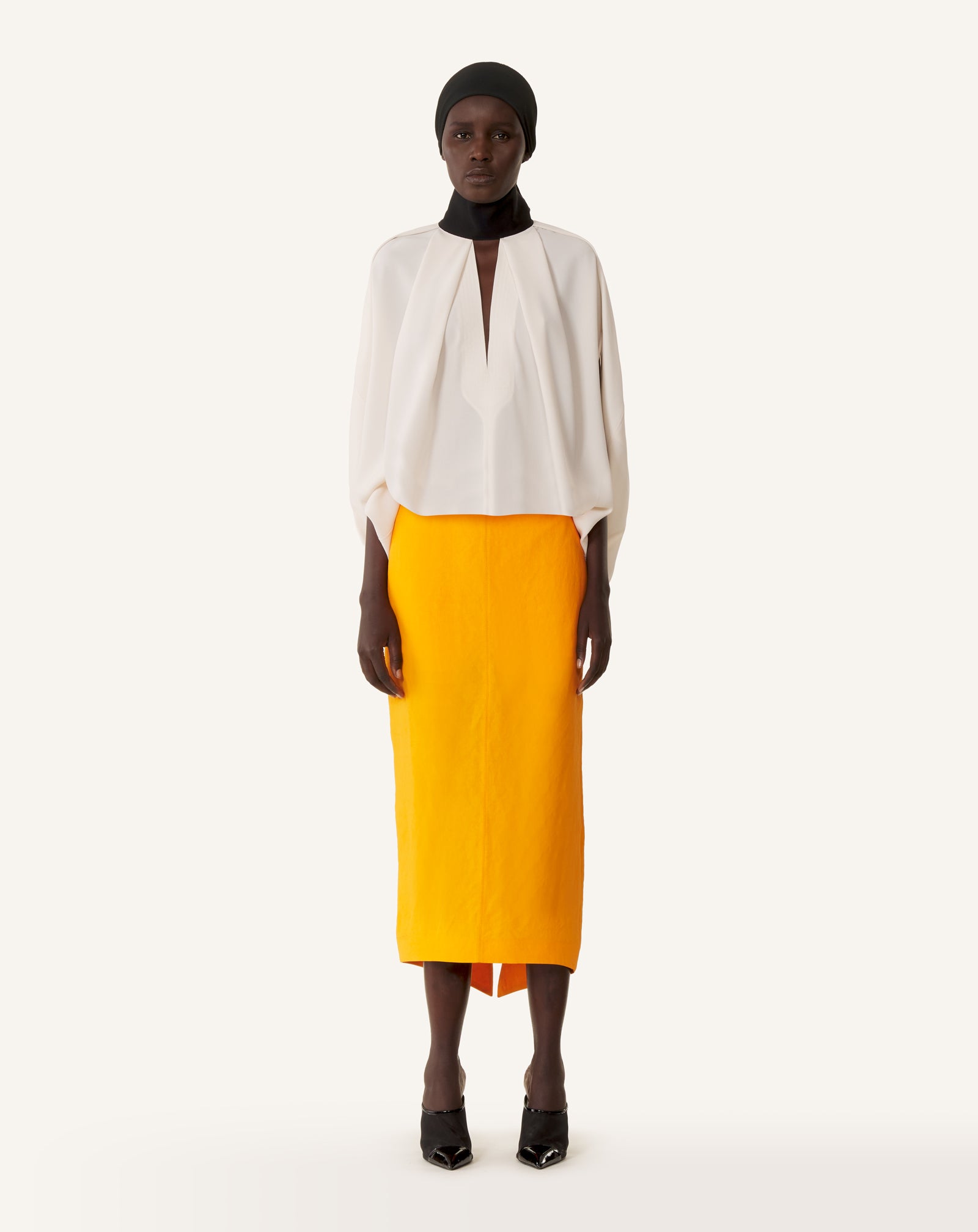 JUPE MIDI ASYMÉTRIQUE EN PAPIER