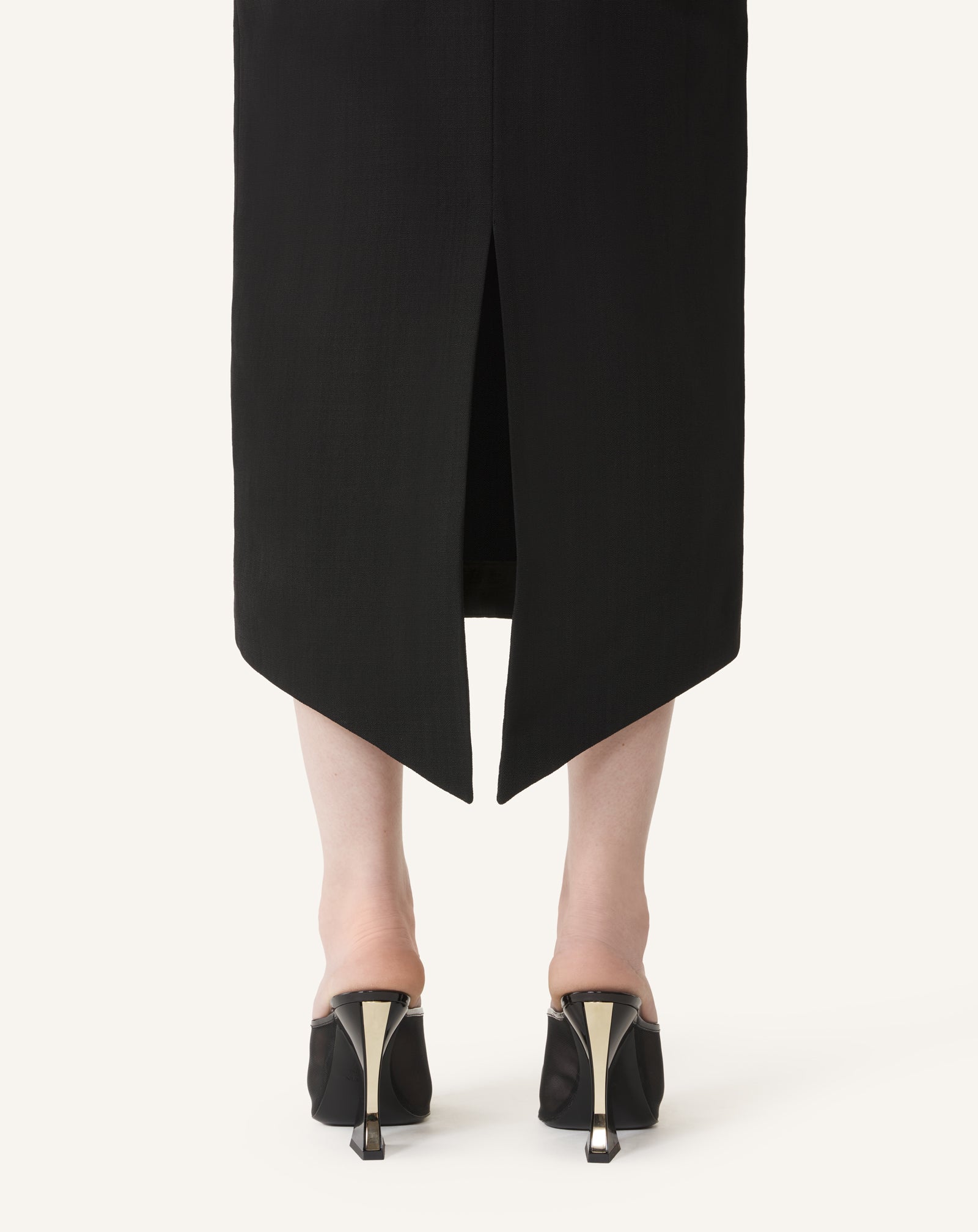 JUPE MIDI ASYMÉTRIQUE EN SOIE ET VISCOSE
