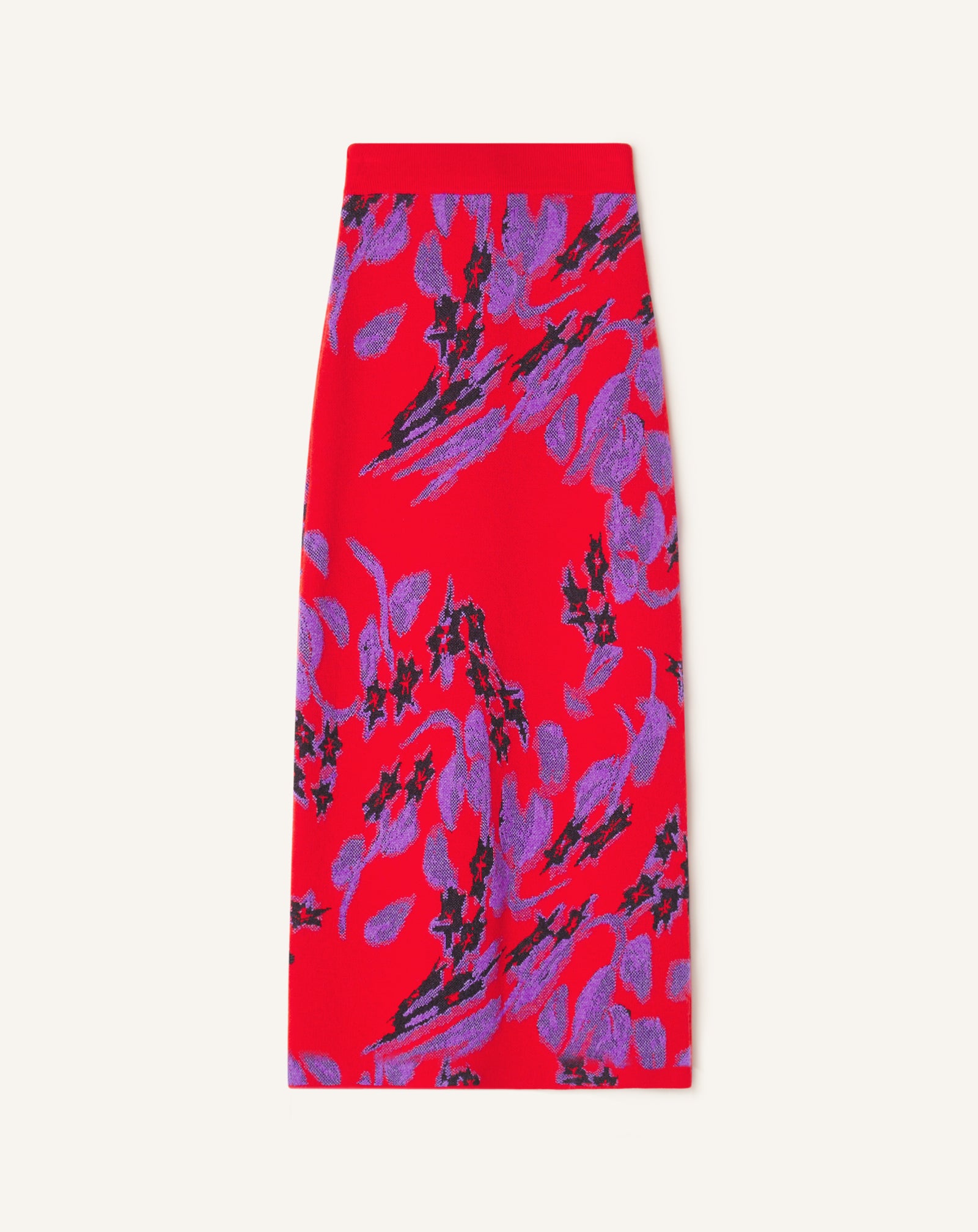 JUPE MIDI EN JACQUARD ROUGE