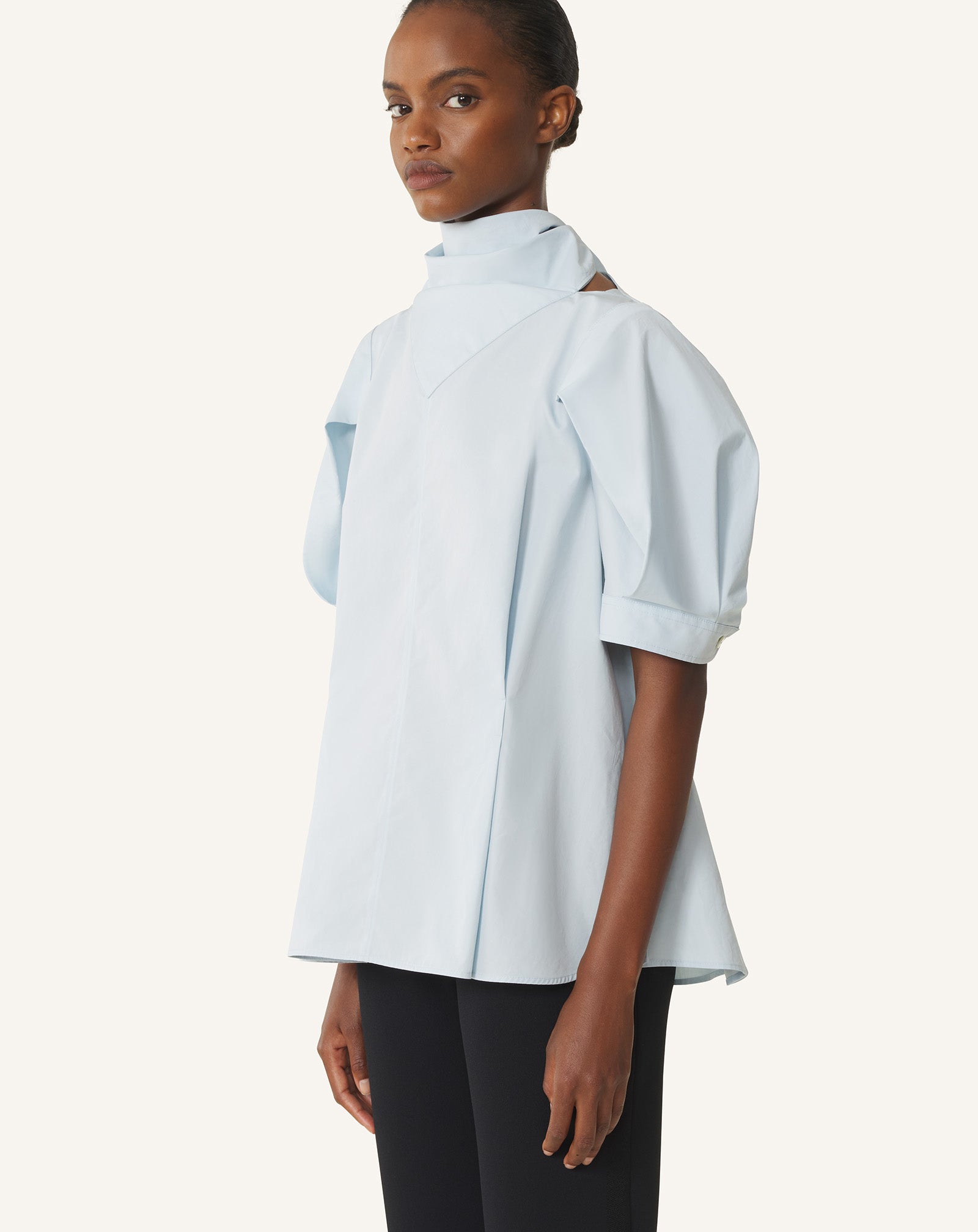 HAUT À FOULARD EN POPELINE DE COTON BLEU