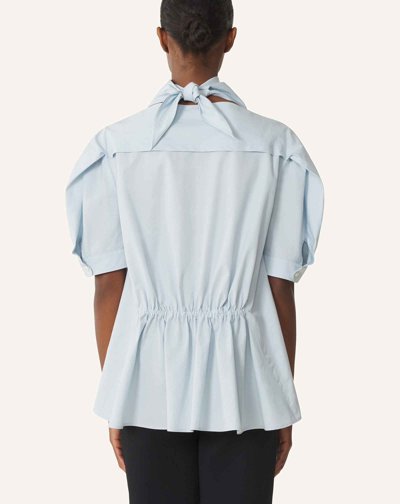 HAUT À FOULARD EN POPELINE DE COTON BLEU