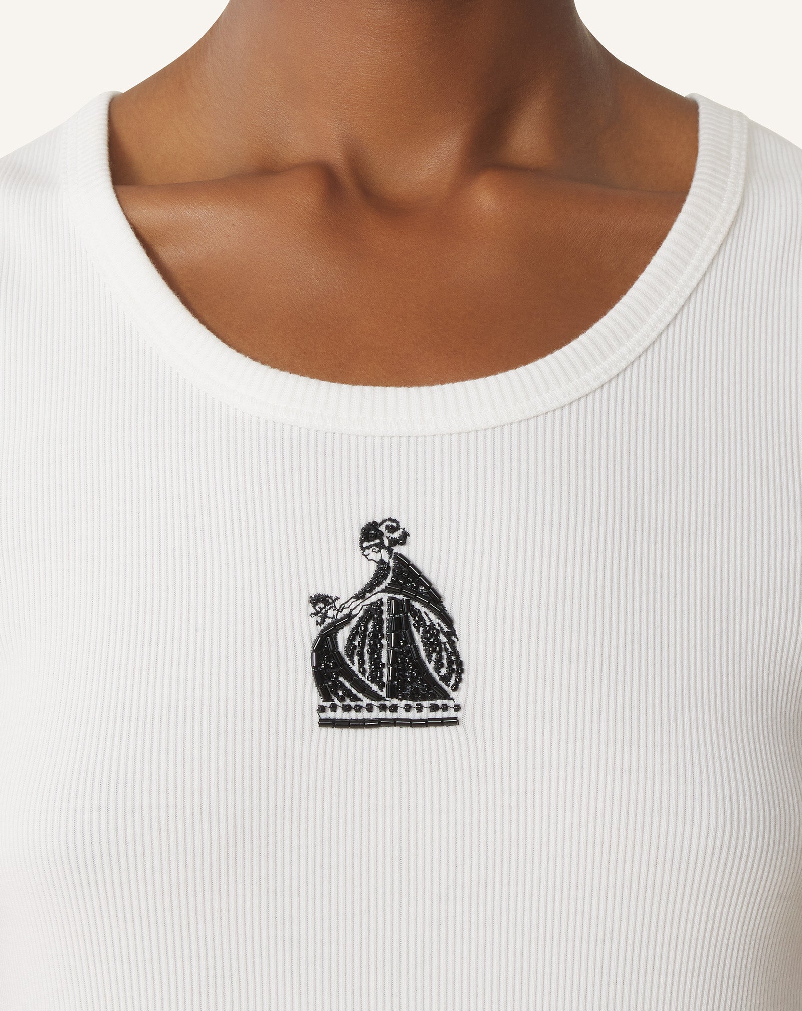 WHITE MOTHER AND DAUGHTER RIBBED TANK TOP