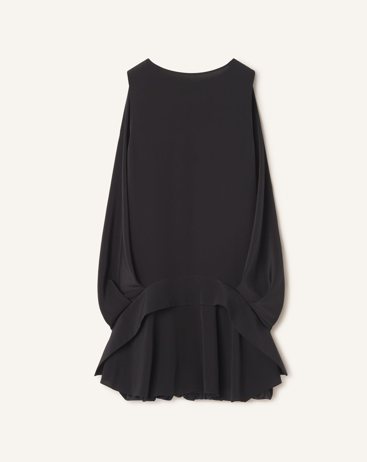 HAUT BALLON SANS MANCHES EN CREPE DE SOIE NOIR