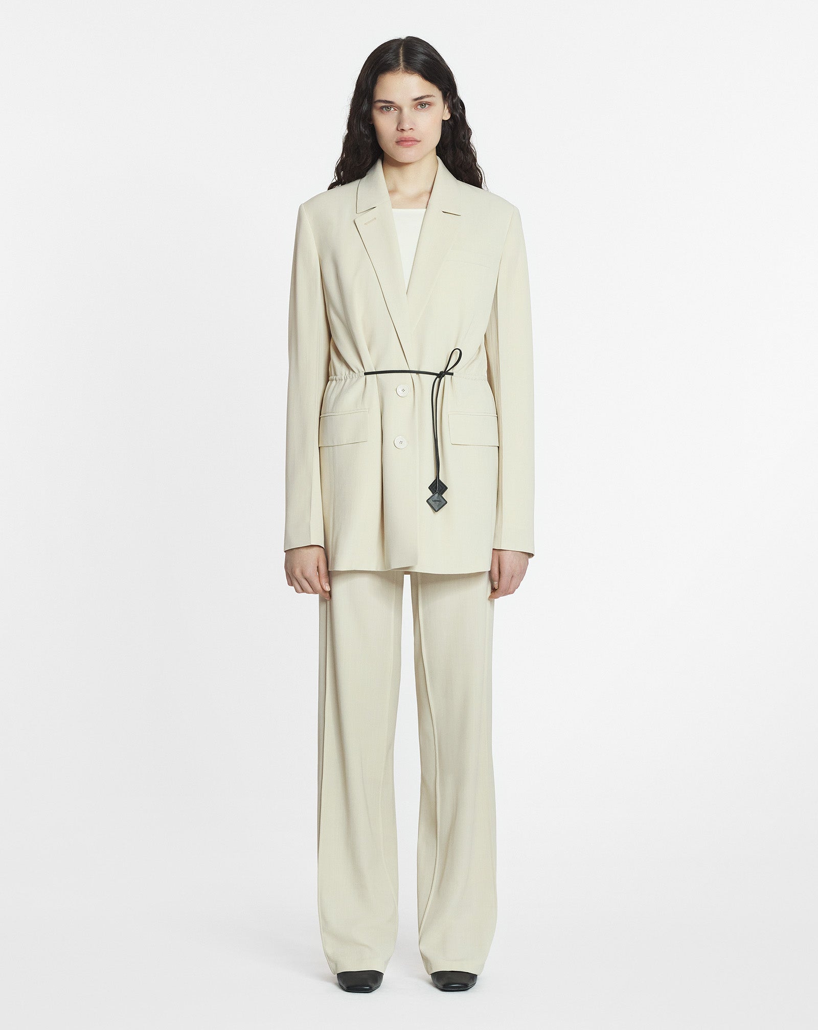 PANTALON AJUSTÉ EN LAINE MÉLANGÉE
