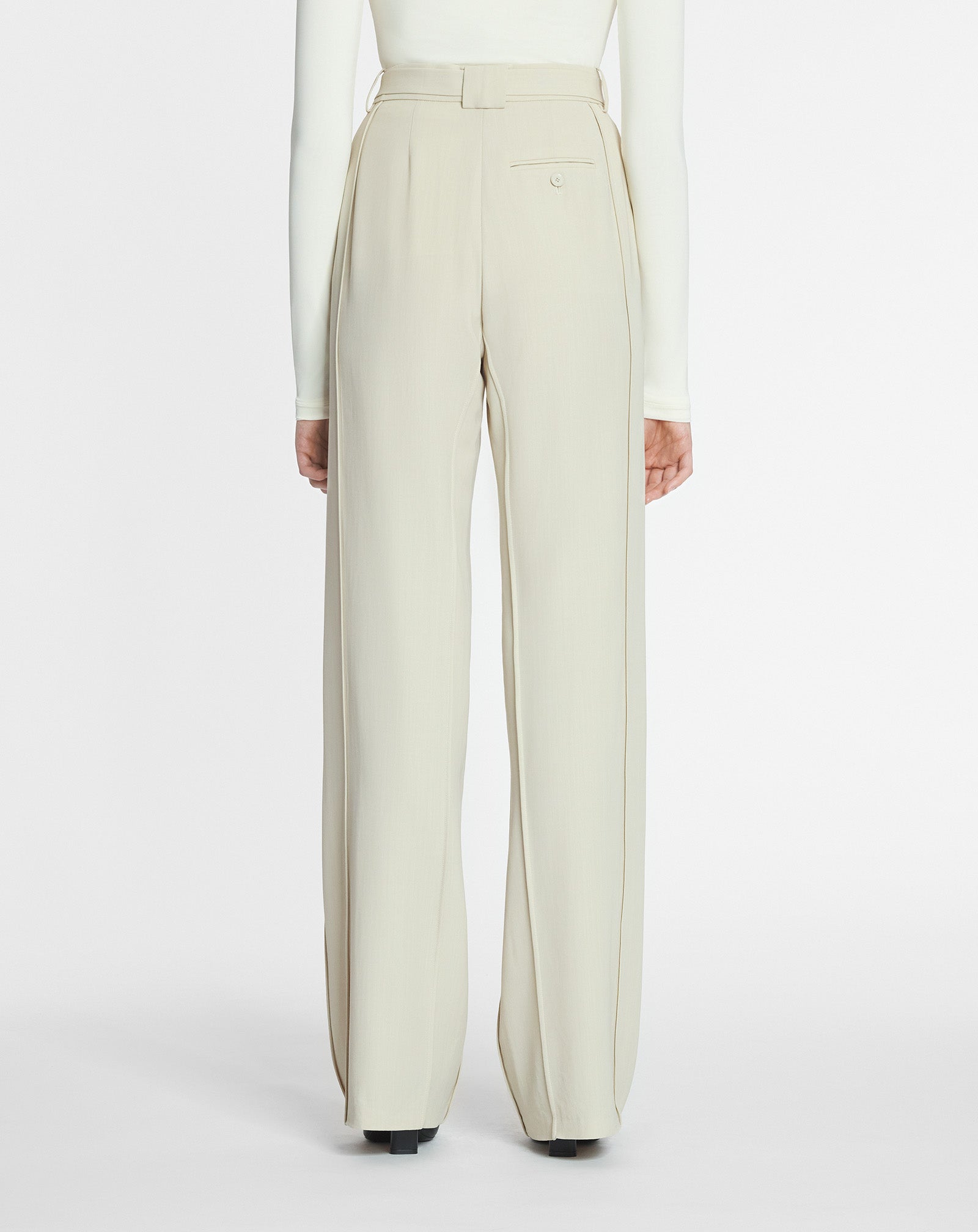 PANTALON AJUSTÉ EN LAINE MÉLANGÉE