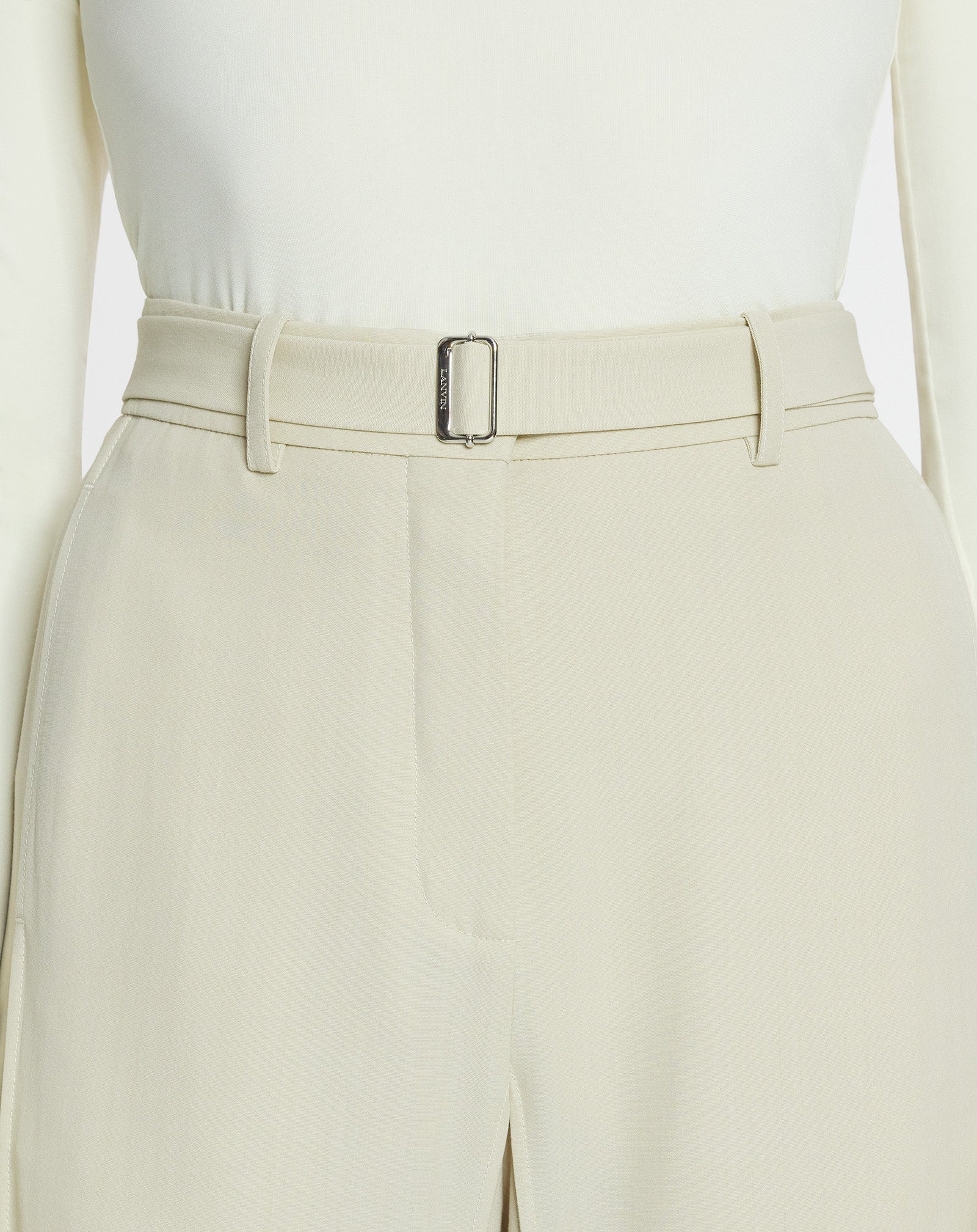 PANTALON AJUSTÉ EN LAINE MÉLANGÉE