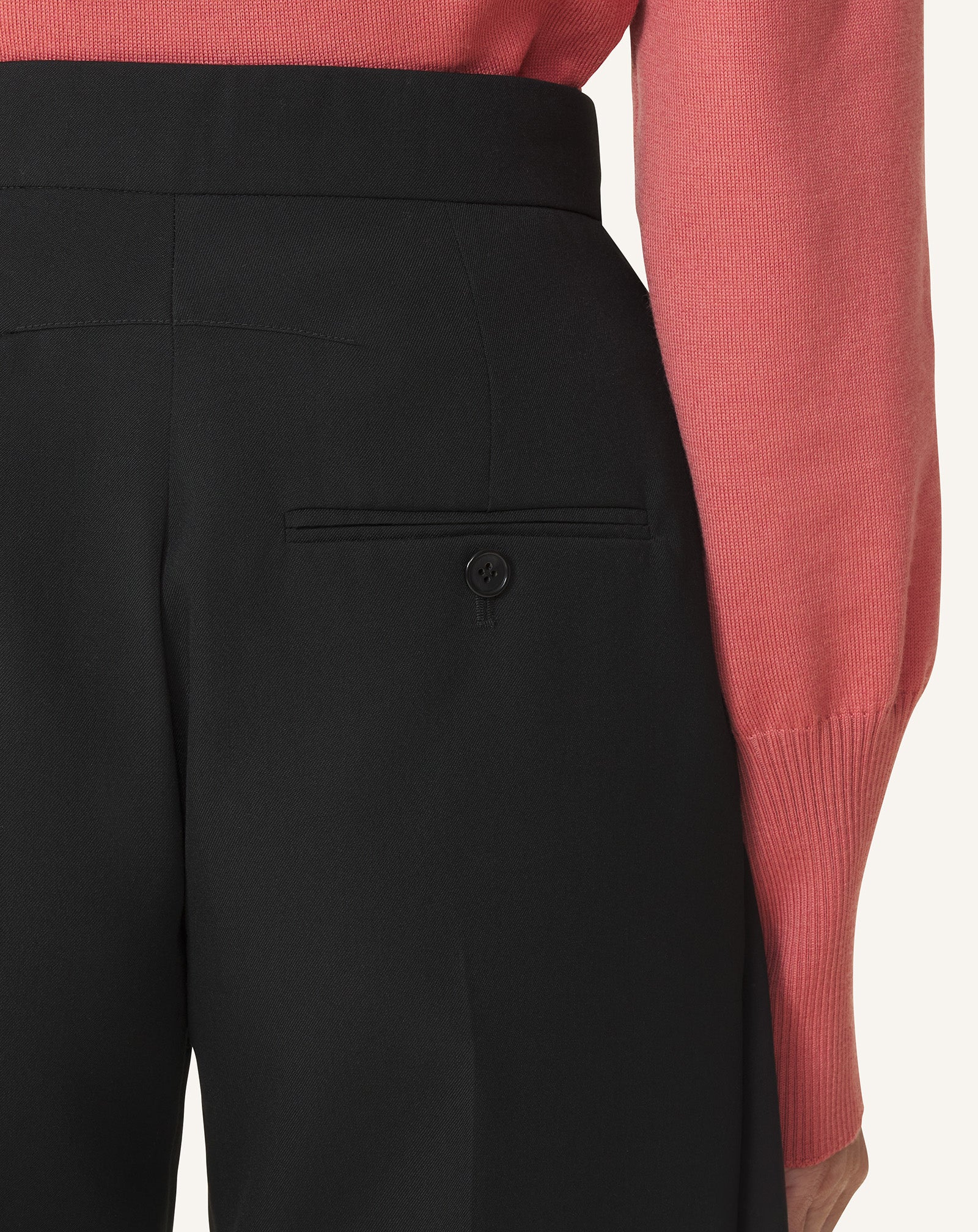 PANTALON À VOLANTS EN LAINE NOIR