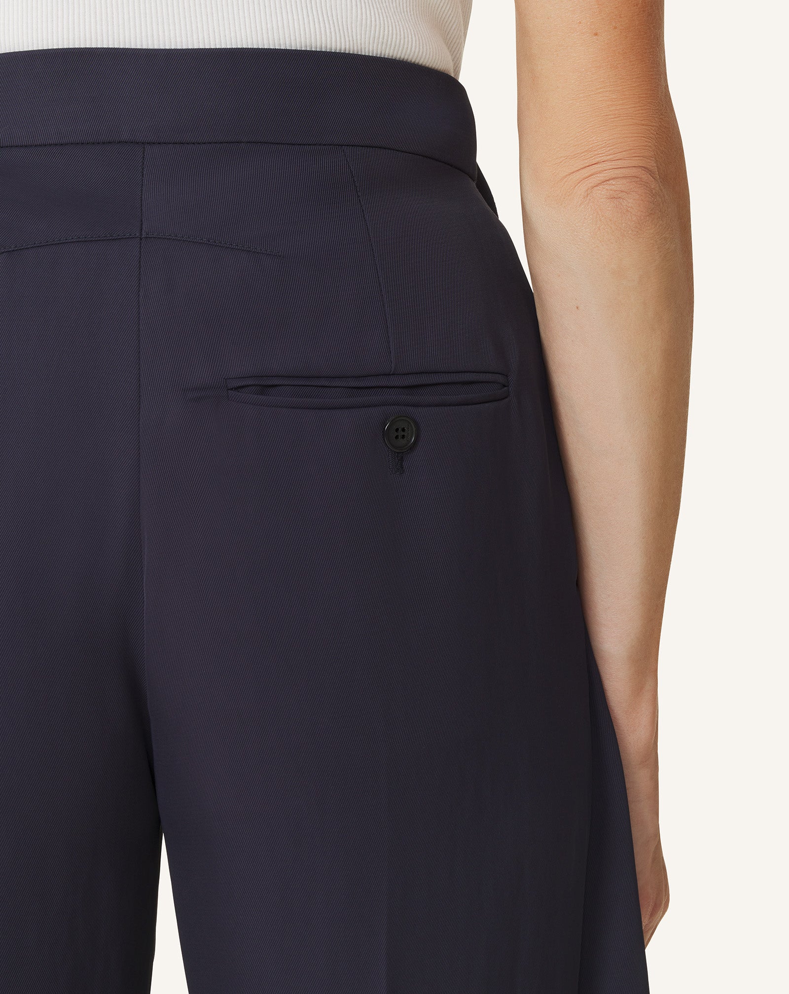 PANTALON À VOLANTS EN TWILL BLEU